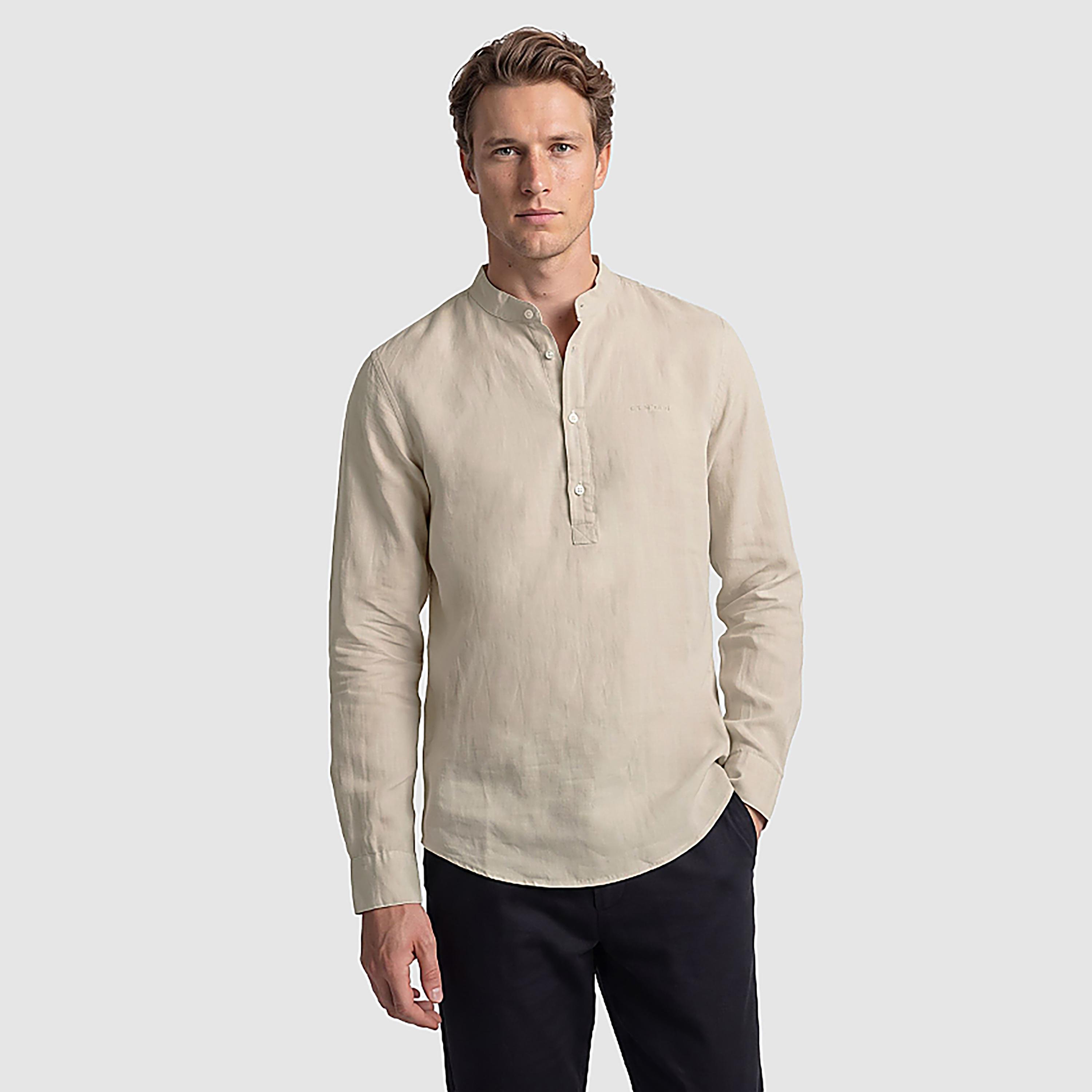 BEN SHERMAN Regular Fit Plain Band Collar Long Sleeves Men's Shirt-men-clothing-shirts-image-1