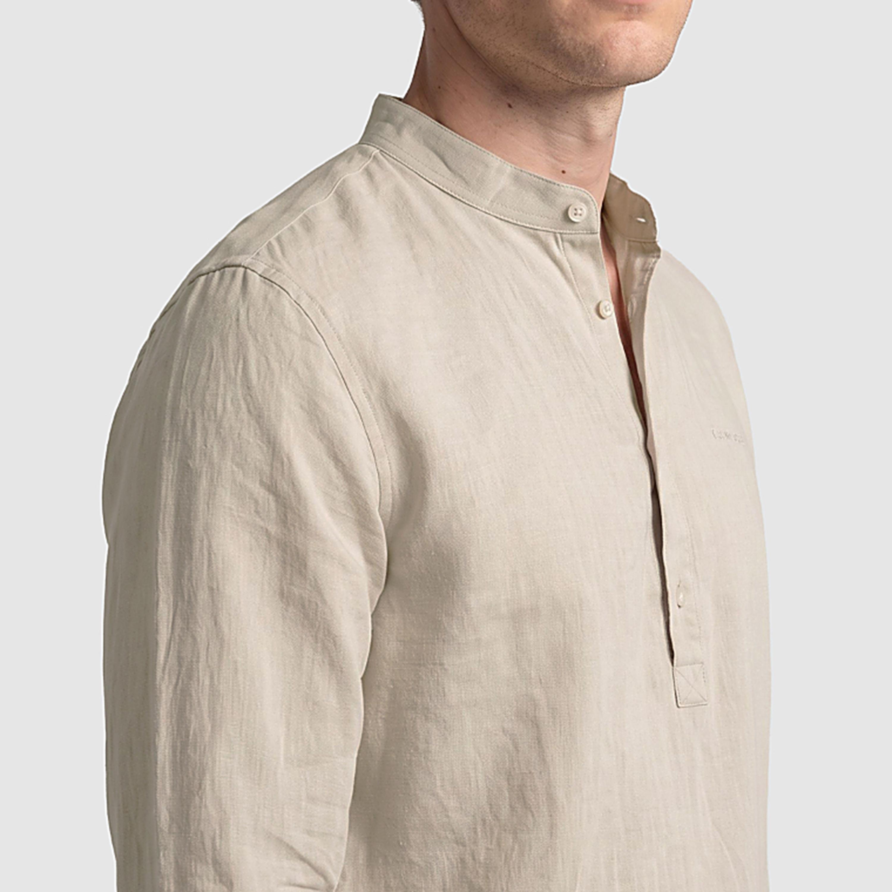BEN SHERMAN Regular Fit Plain Band Collar Long Sleeves Men's Shirt-men-clothing-shirts-image-2