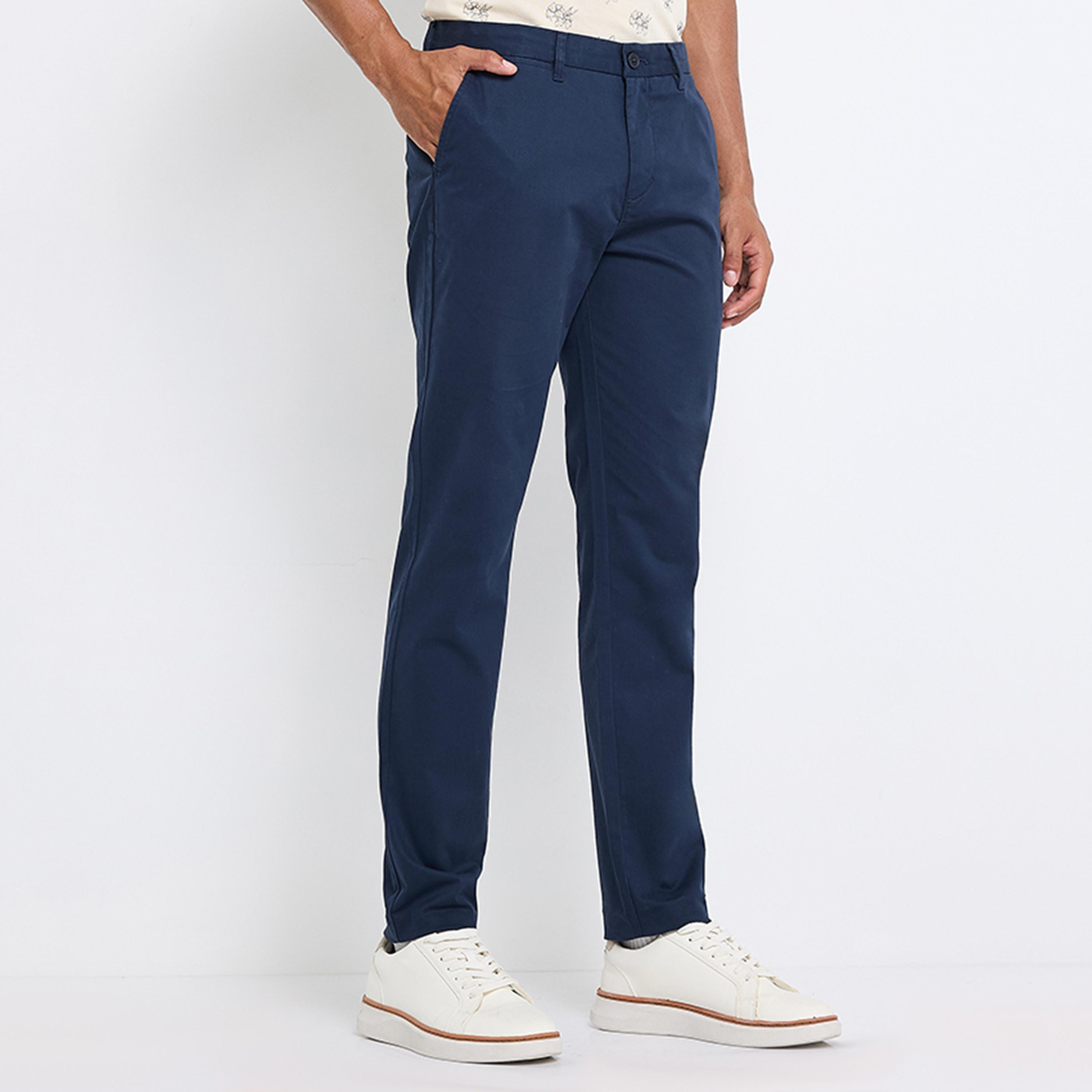 بنطلون تشينو رجالي سادة بخصر متوسط وزر وسحاب من بن شيرمان-men-clothing-bottoms-trousersandchinos-chinos-image-3