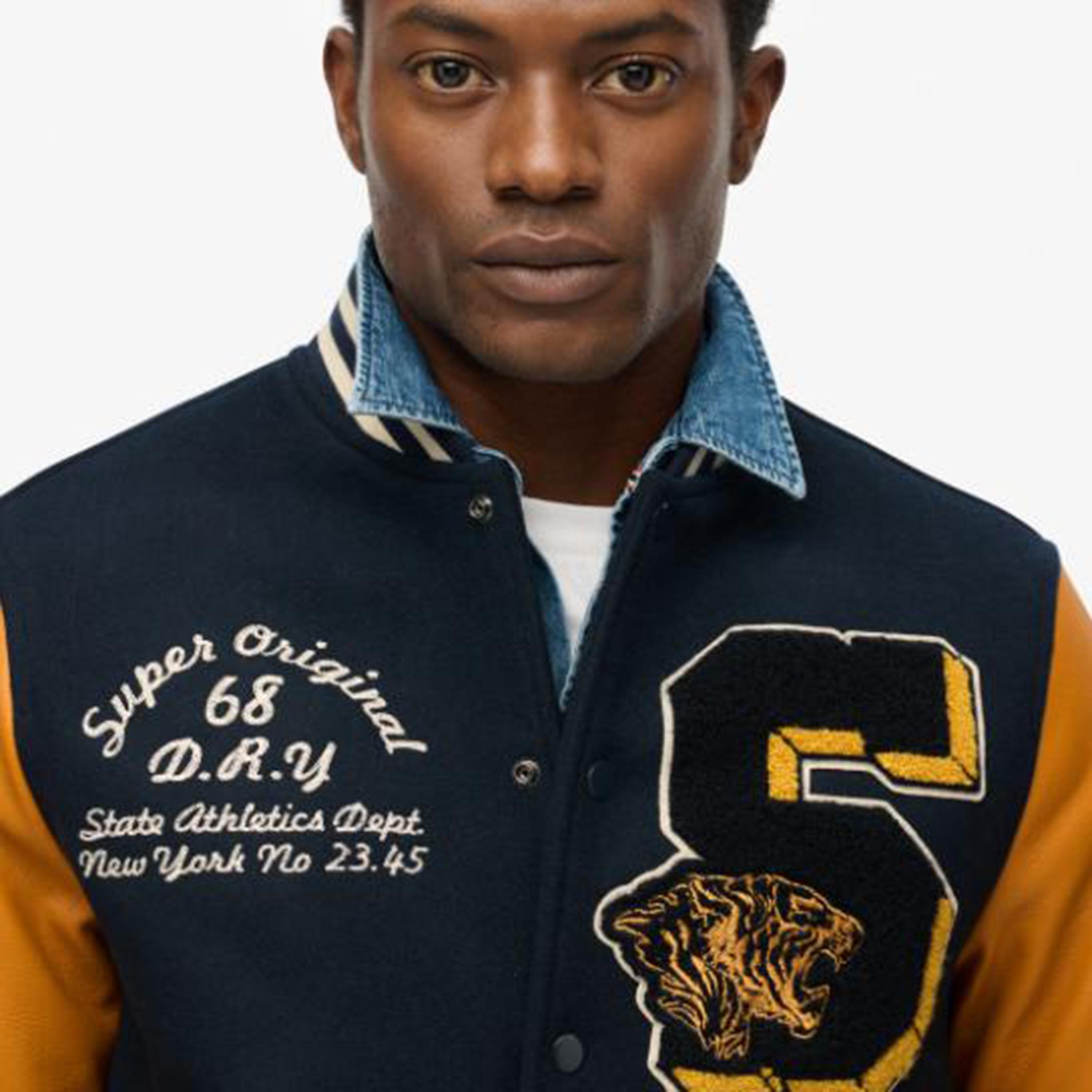 Superdry Applique & Color-Blocked Stand Collar Long Sleeves Men's Varsity Jacket-men-clothing-jacketsandblazers-jackets-image-3