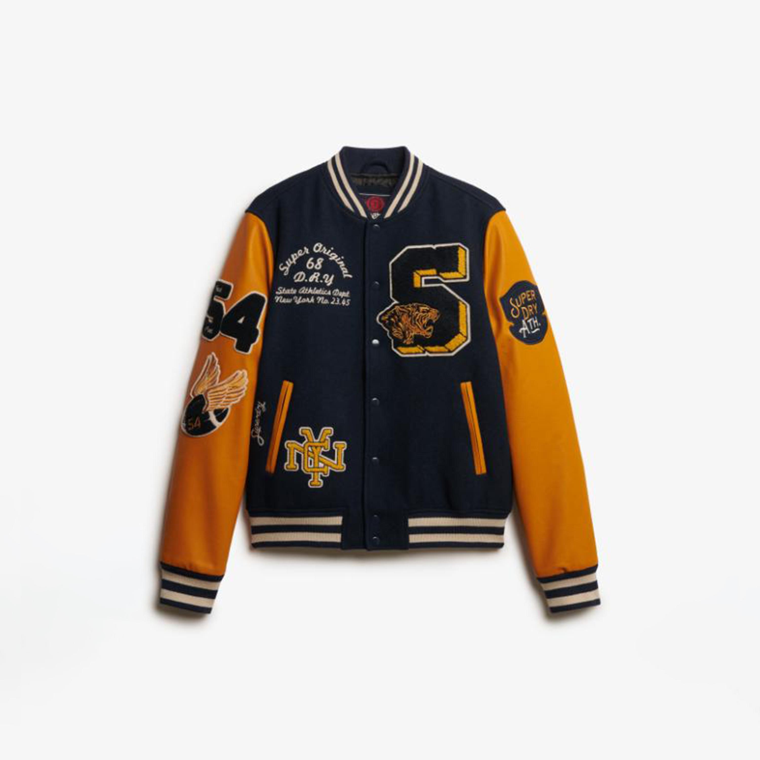 Superdry Applique & Color-Blocked Stand Collar Long Sleeves Men's Varsity Jacket-men-clothing-jacketsandblazers-jackets-image-5