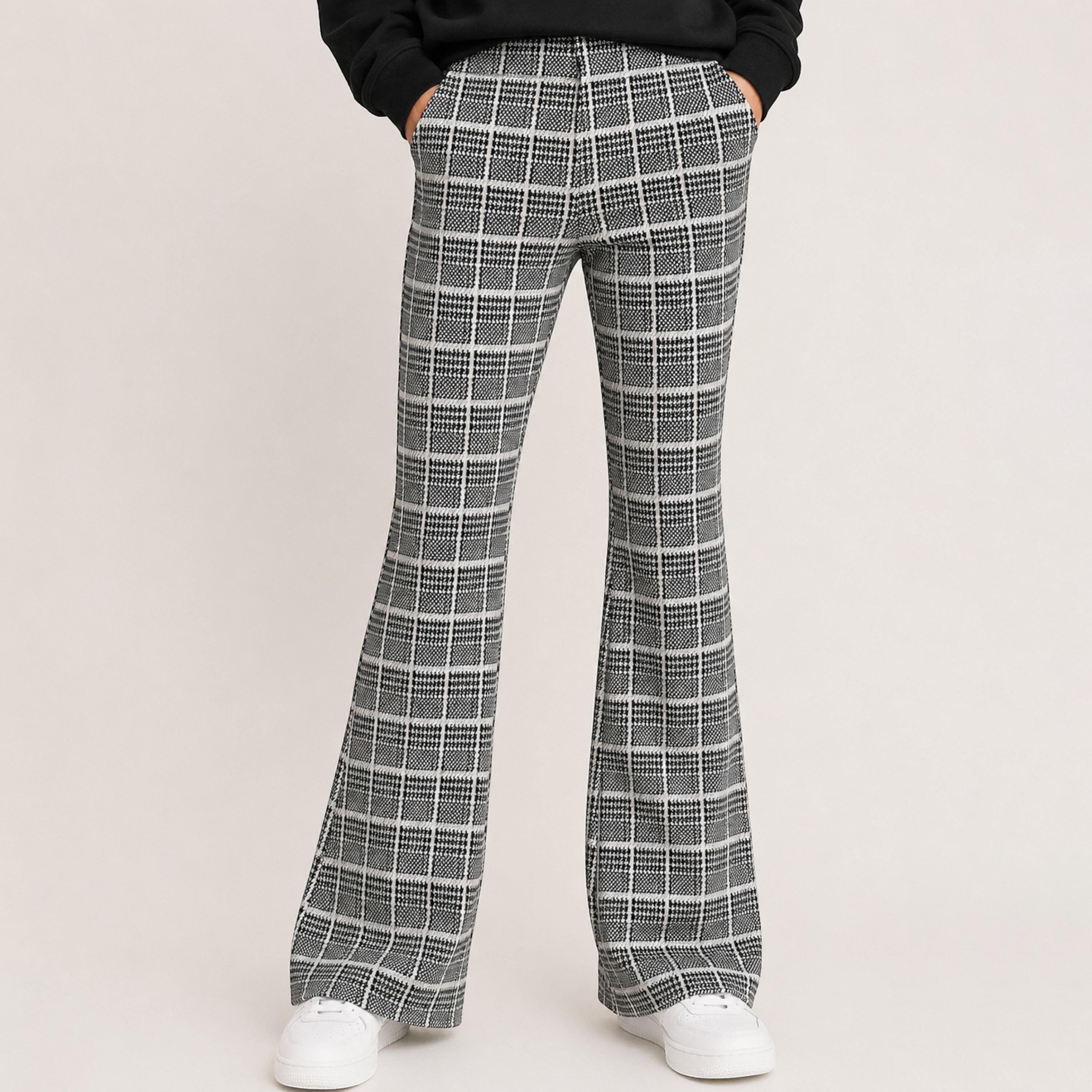 بنطلون واسع كاروهات بخصر مرن من ديركجي-girls-clothing-bottoms-joggersandtrackpants-image-1