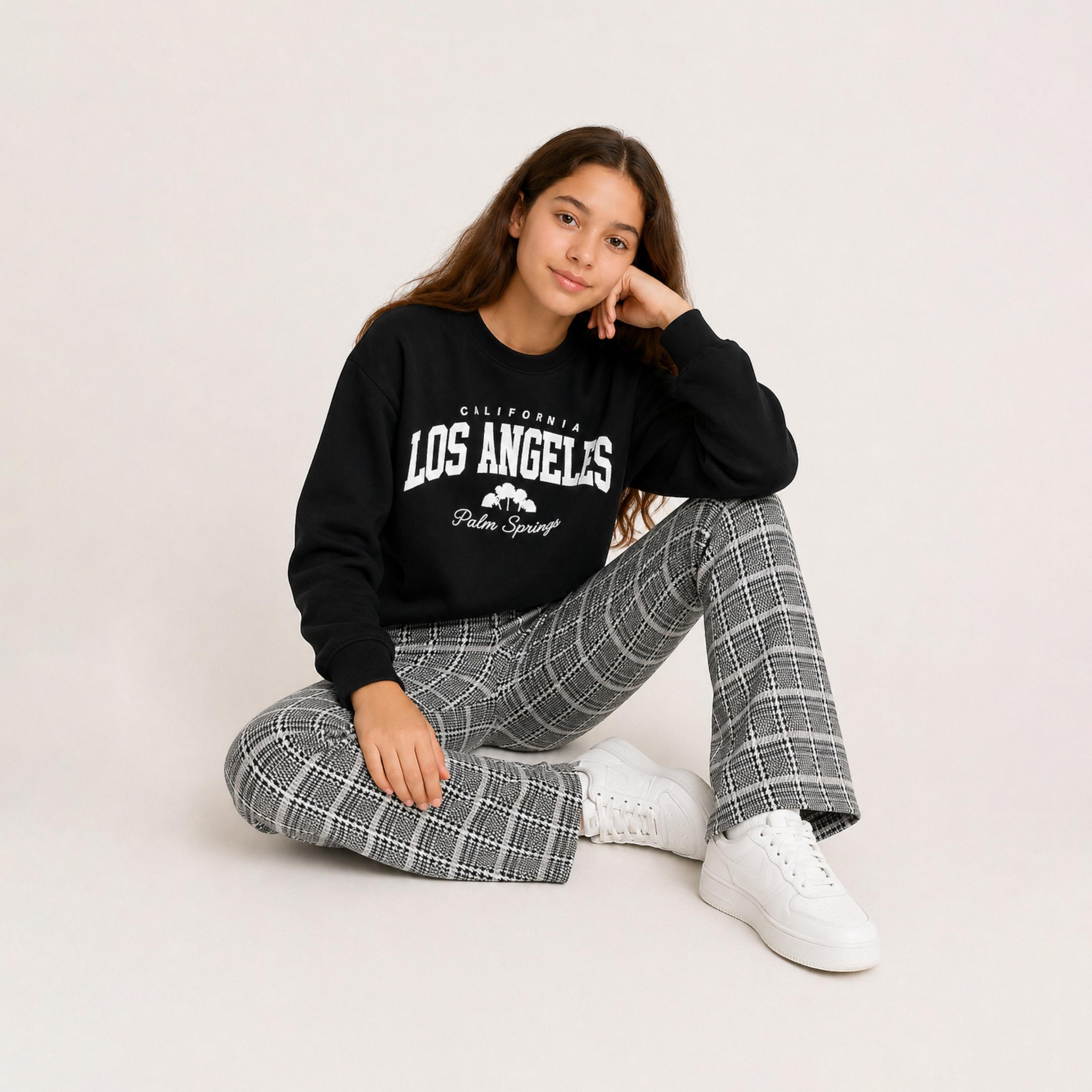 بنطلون واسع كاروهات بخصر مرن من ديركجي-girls-clothing-bottoms-joggersandtrackpants-image-2