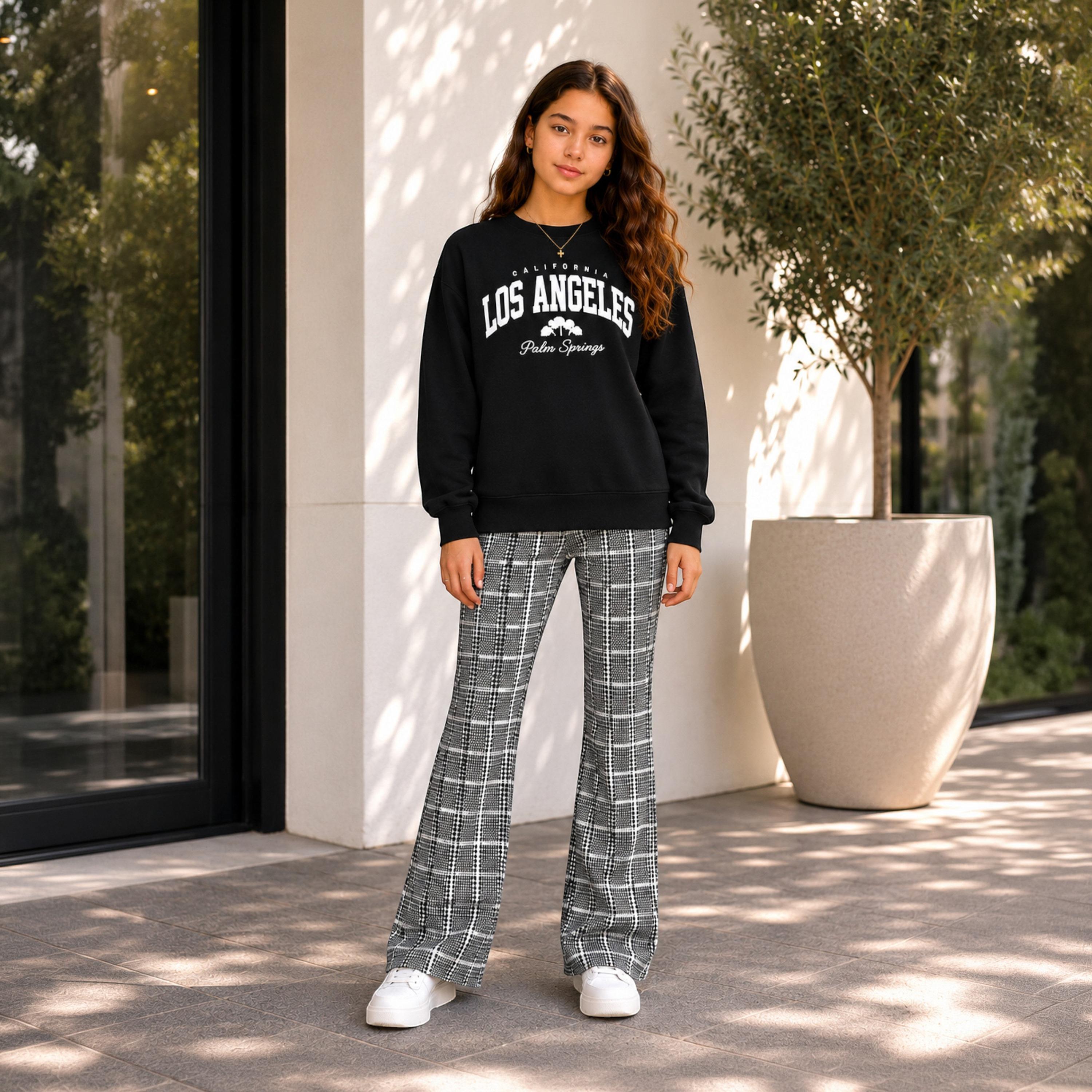 بنطلون واسع كاروهات بخصر مرن من ديركجي-girls-clothing-bottoms-joggersandtrackpants-image-3