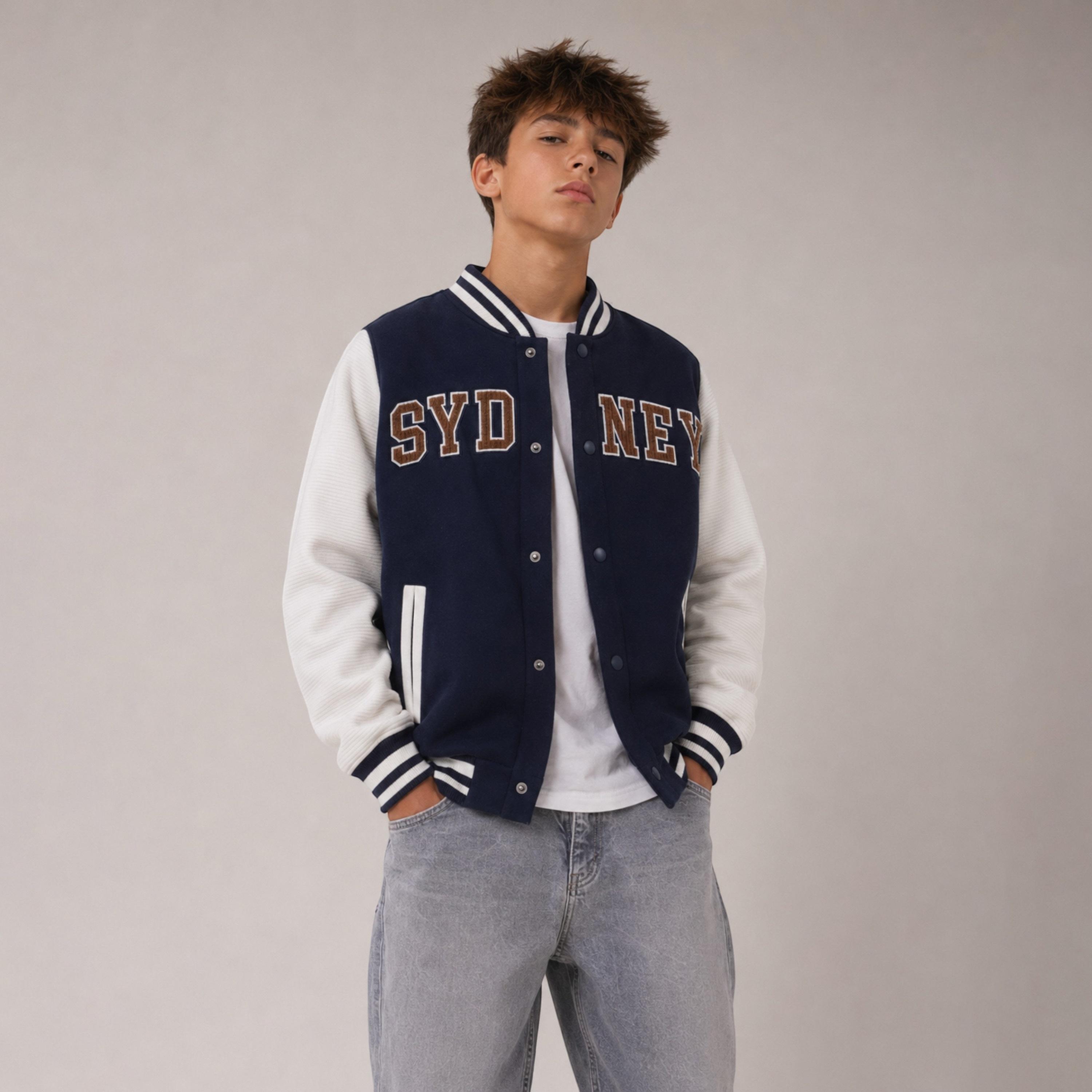 جاكيت غرافيك بأكمام طويلة بطبعة سيدني من ديركجي-boys-clothing-jacketsandcoats-image-1