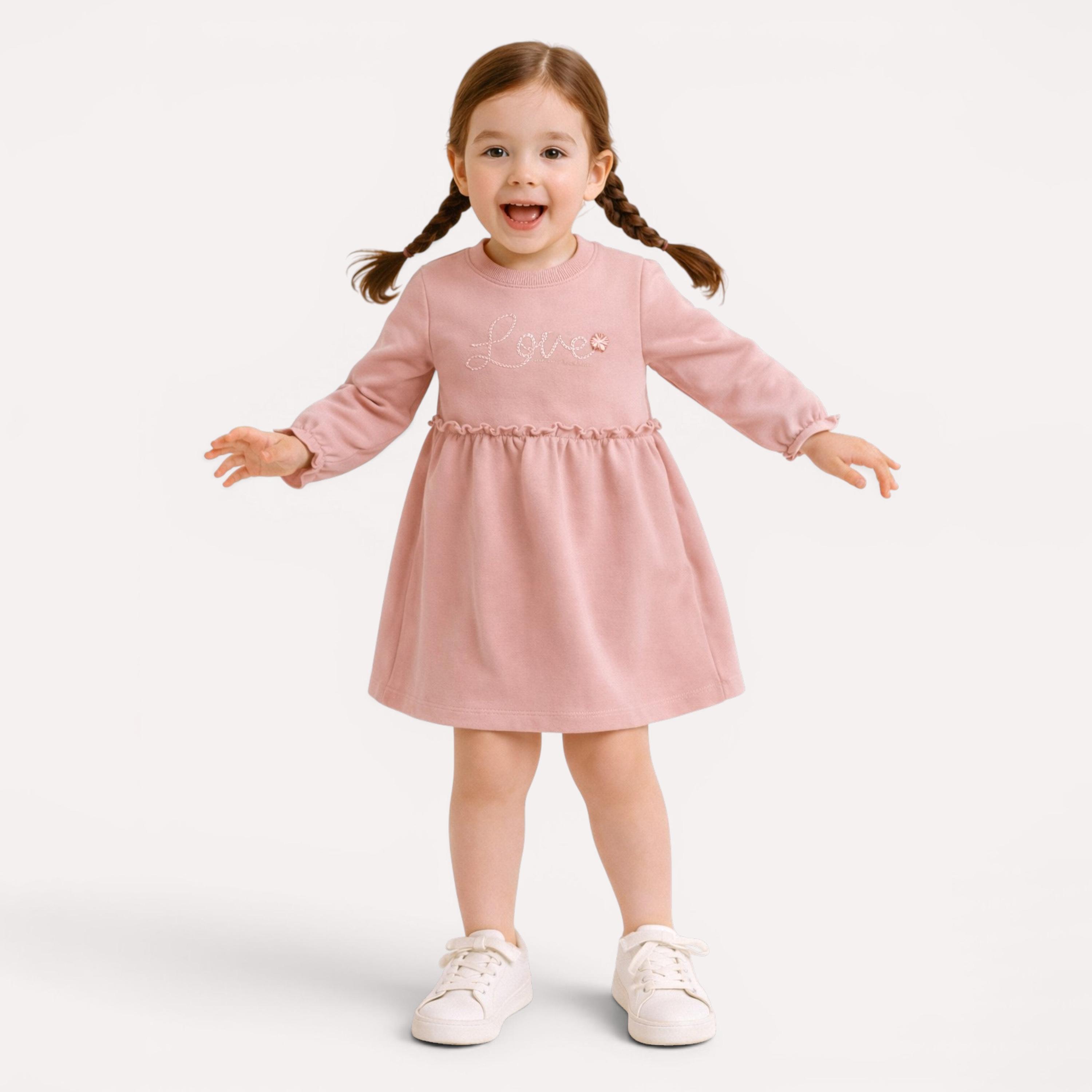 فستان بأكمام طويلة وخصر مزين بكشكشة من ديركجي-baby-girls-clothing-dressesandjumpsuits-image-2