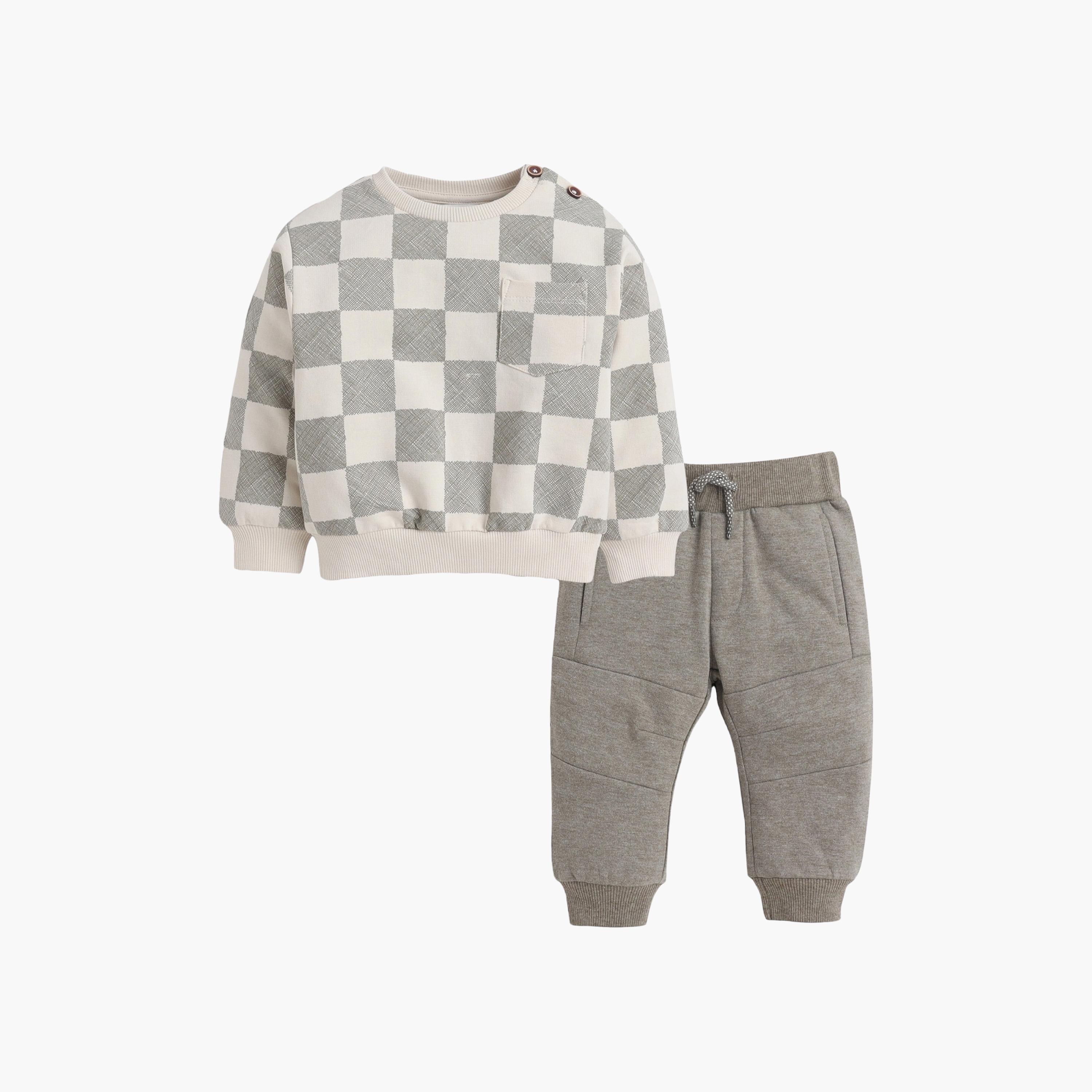 طقم سويت شيرت كاروهات بأكمام طويلة وبنطال جوجر من ديركجي-boys-clothing-setsandcoords-image-4
