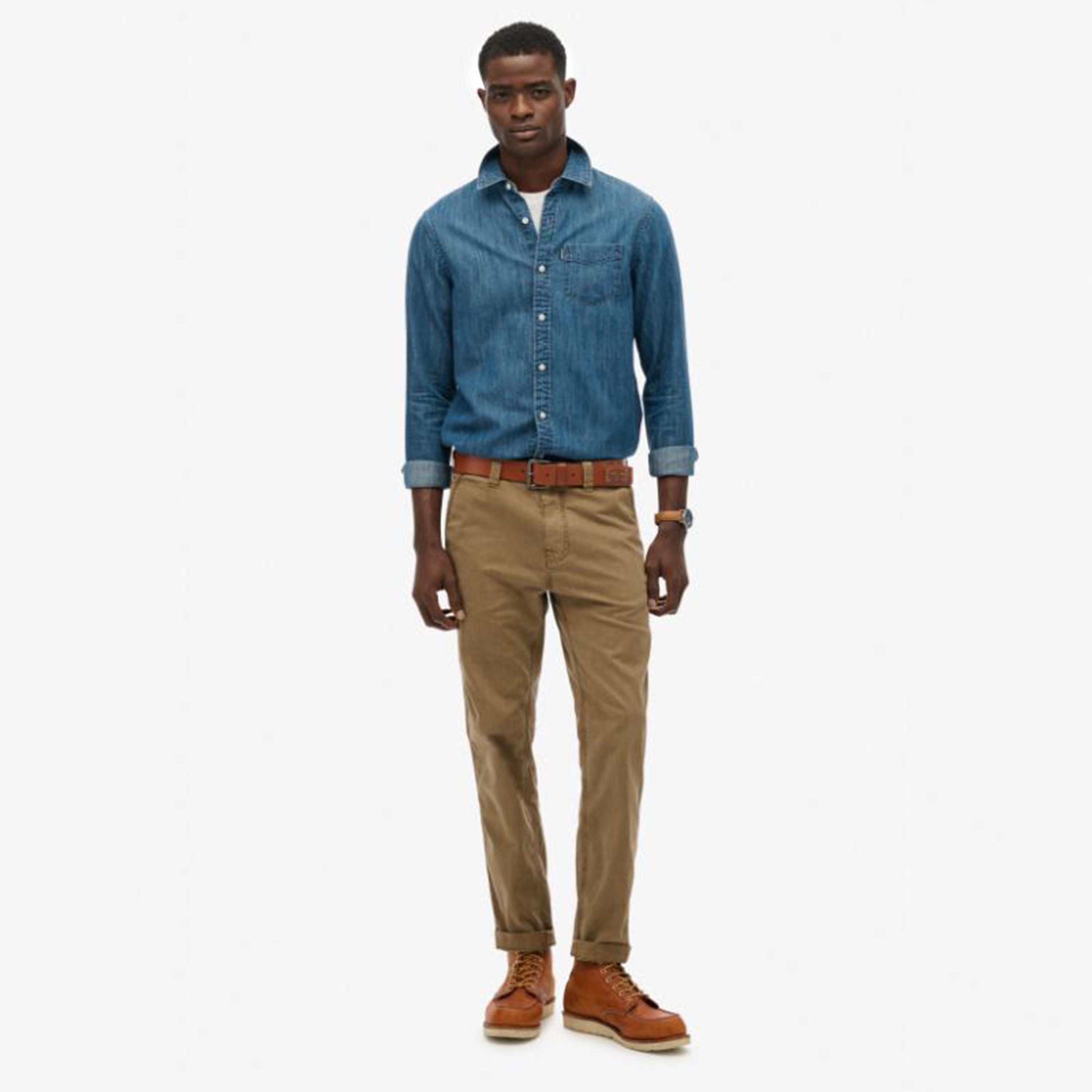 بنطلون تشينو رجالي سادة بخصر متوسط وإغلاق بأزرار وسحاب من سوبر دراي-men-clothing-bottoms-trousersandchinos-chinos-image-4