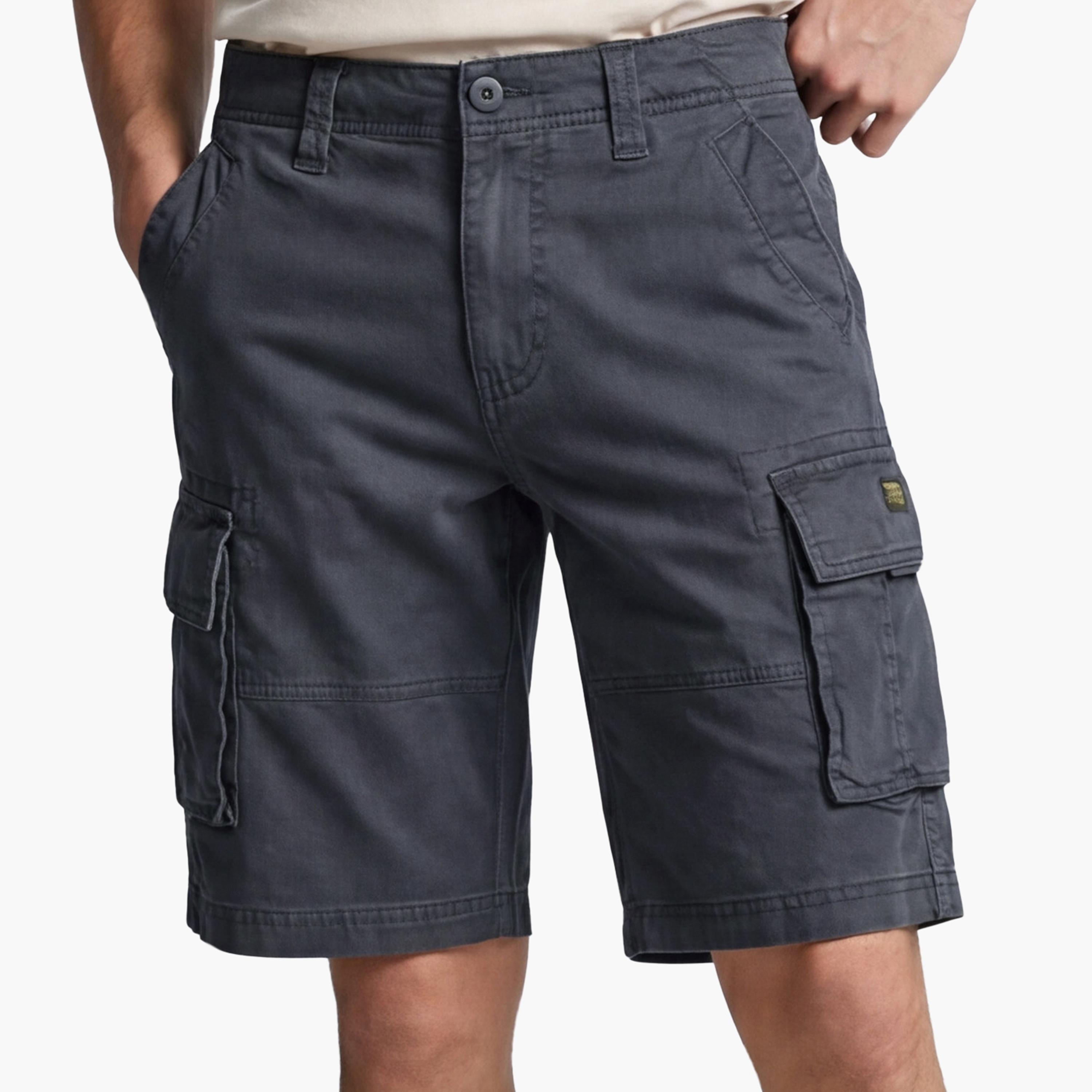 شورت كارغو رجالي سادة بفتحة سحاب وزر وقصة متوسطة الارتفاع من سوبردراي-men-clothing-bottoms-shorts-image-4