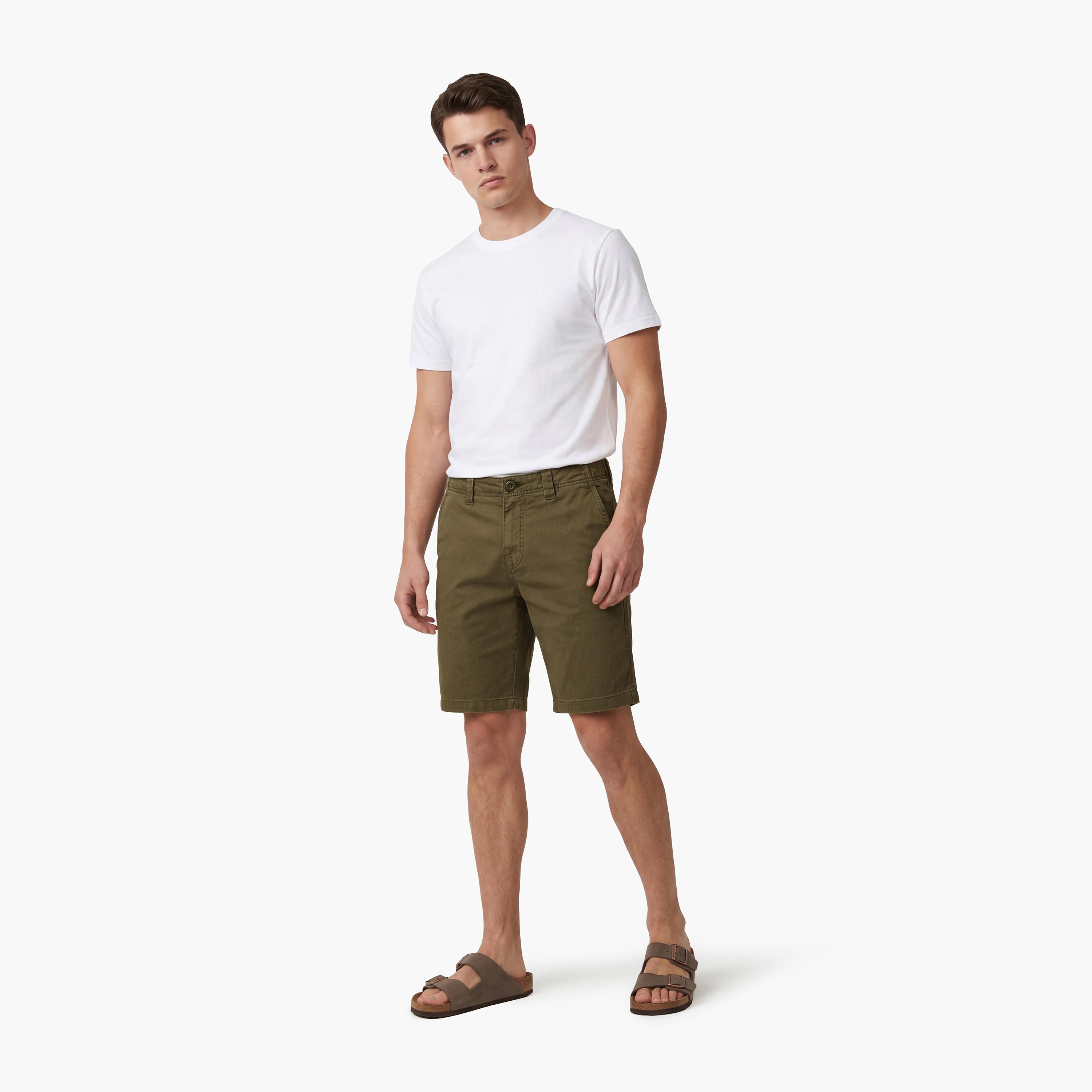 Superdry Plain Mid-Rise Button and Zip Fly Men's Chino Shorts-men-clothing-bottoms-shorts-image-2