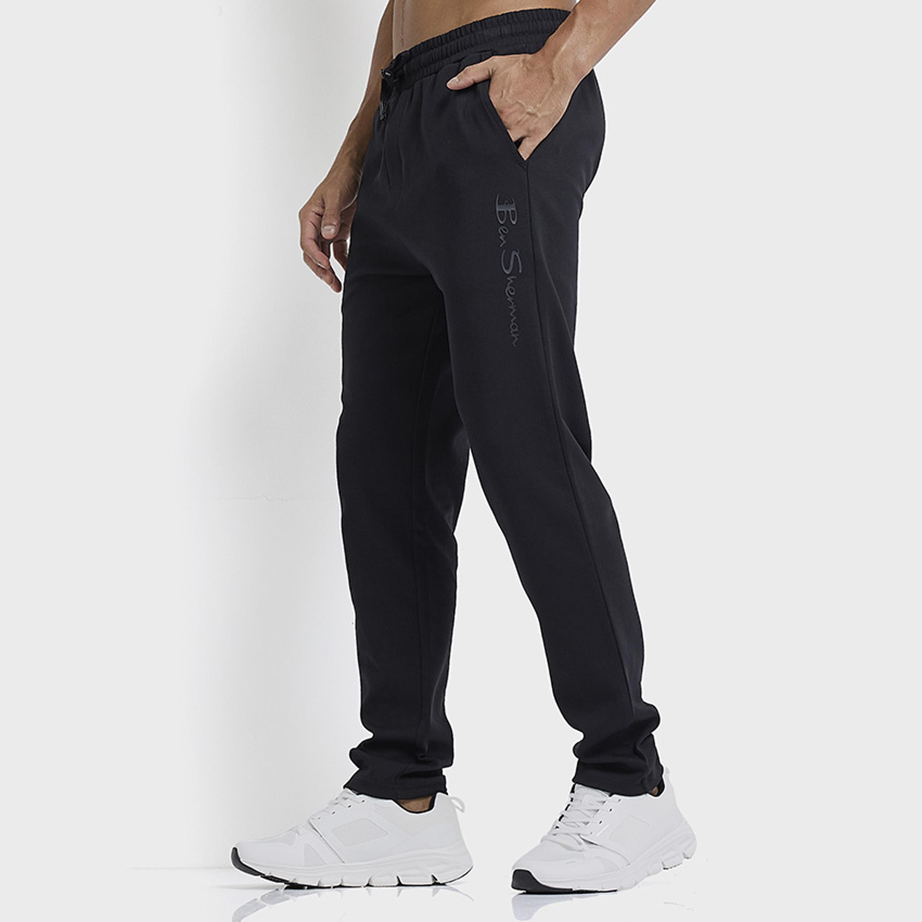 BEN SHERMAN Plain Mid-Rise Elasticated Drawstring Men's Track Pants-men-clothing-bottoms-joggers-image-4