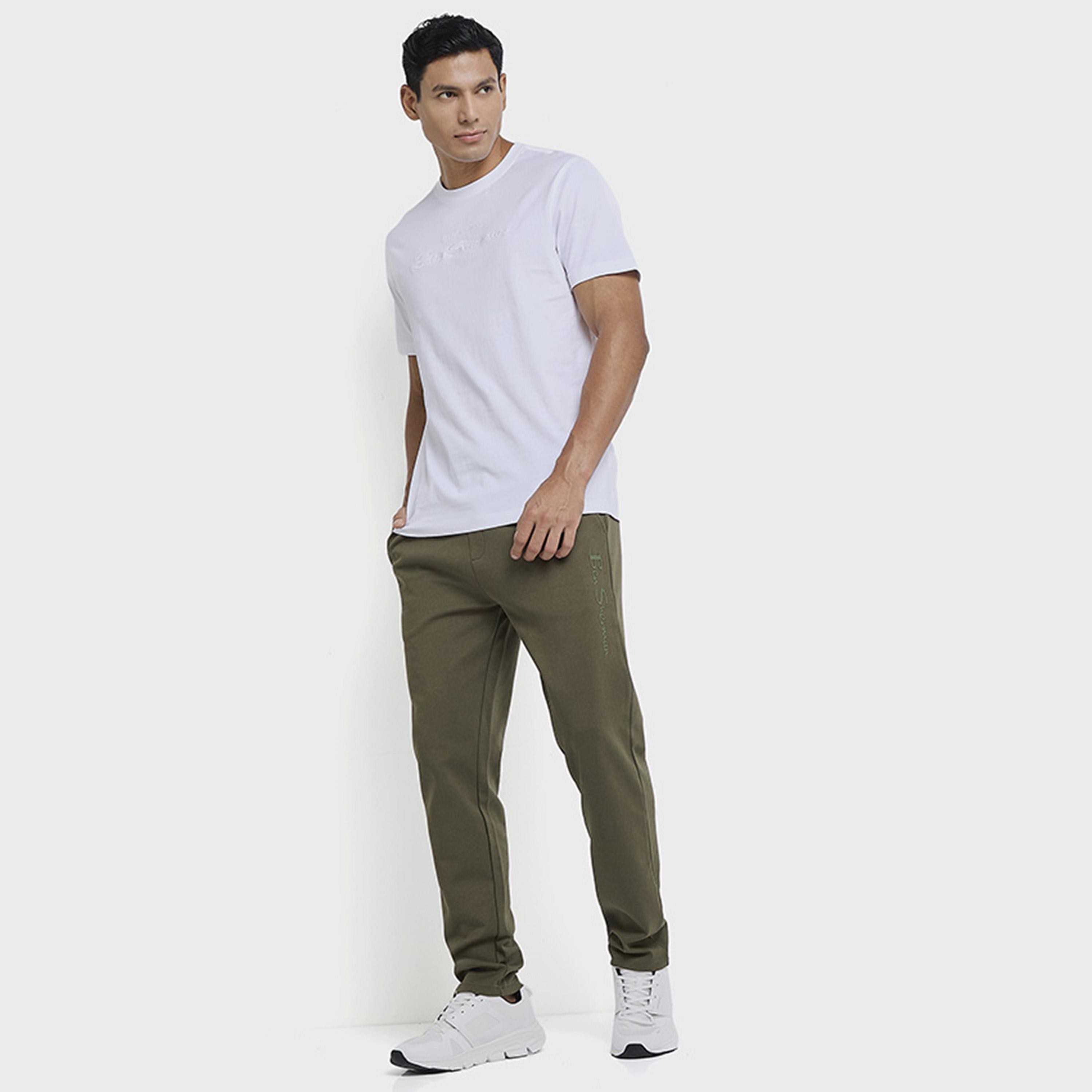 BEN SHERMAN Plain Mid-Rise Elasticated Drawstring Men's Track Pants-men-clothing-bottoms-joggers-image-2
