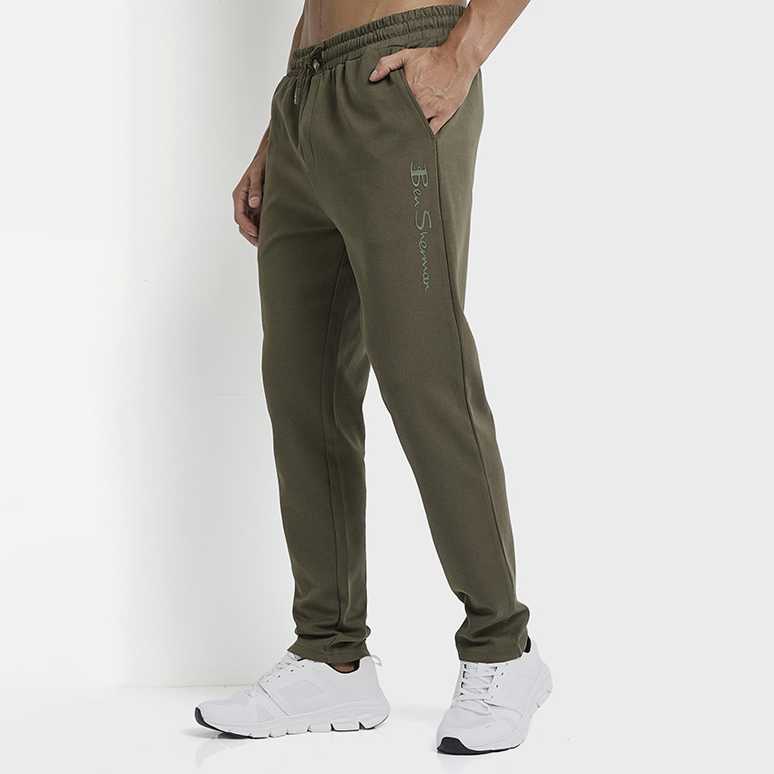 بنطال رياضي رجالي سادة بخصر متوسط ​​ورباط مطاطي من بن شيرمان-men-clothing-bottoms-joggers-image-4