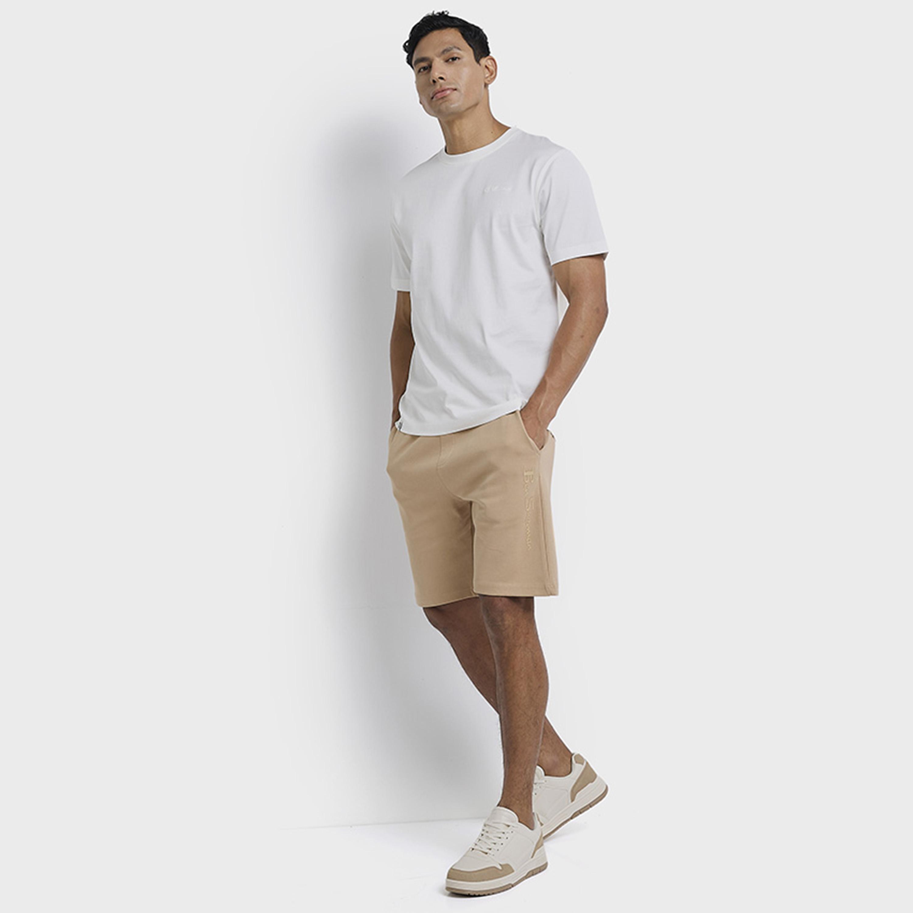 Ben Sherman Plain Mid-Rise Elasticated Drawstring Waist Men's Shorts-men-clothing-bottoms-shorts-image-2
