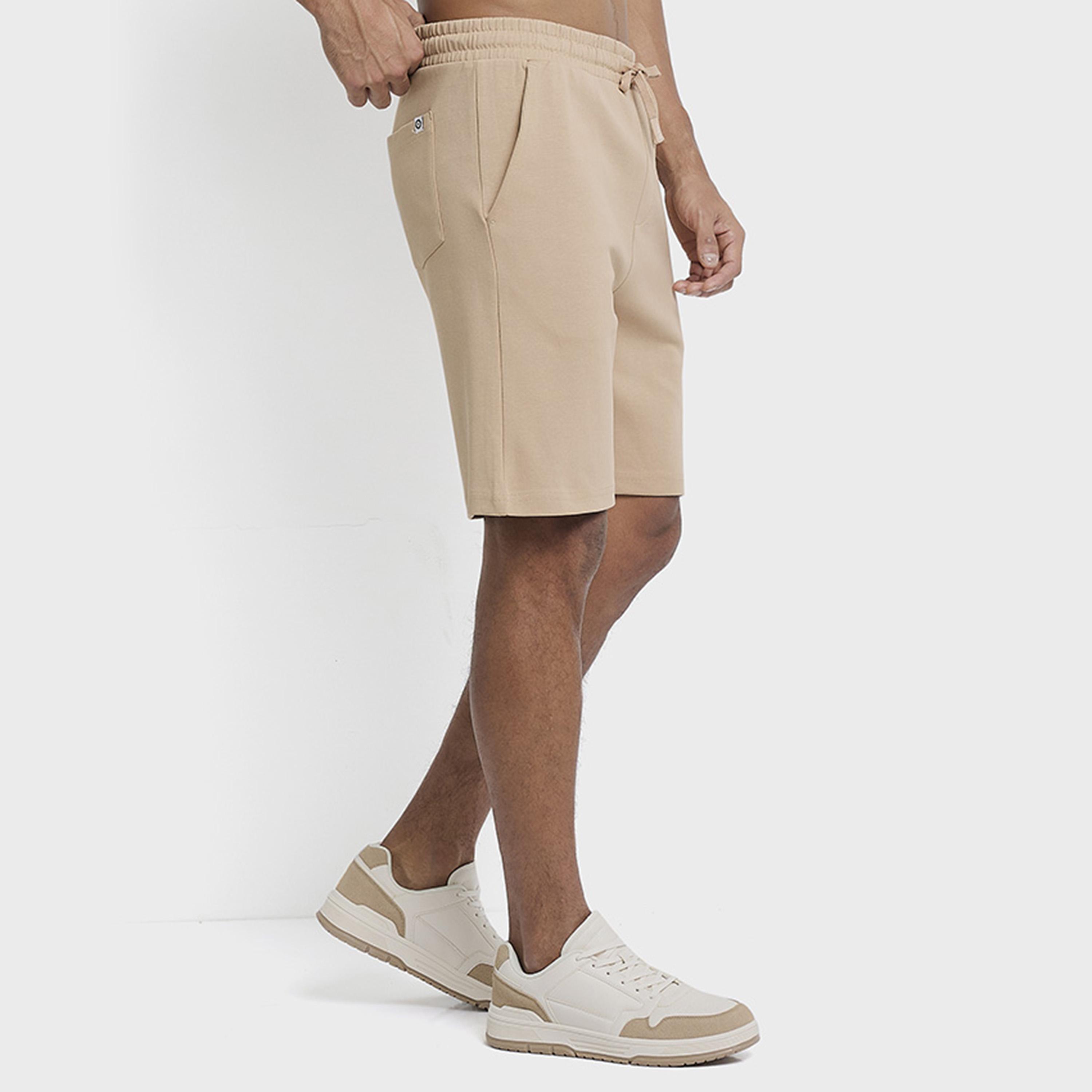 Ben Sherman Plain Mid-Rise Elasticated Drawstring Waist Men's Shorts-men-clothing-bottoms-shorts-image-3