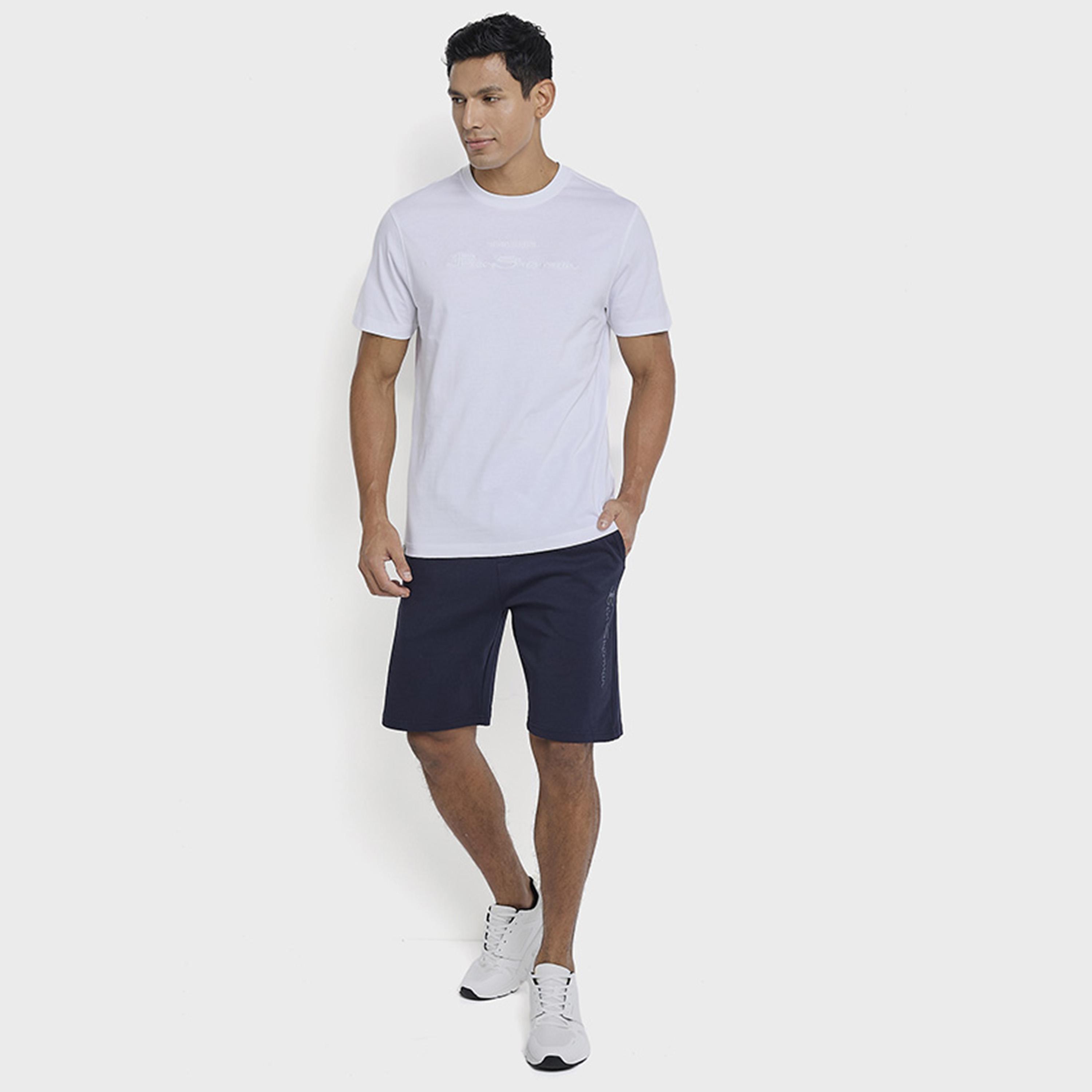 BEN SHERMAN Plain Mid-Rise Elasticated Drawstring Men's Shorts-men-clothing-bottoms-shorts-image-6