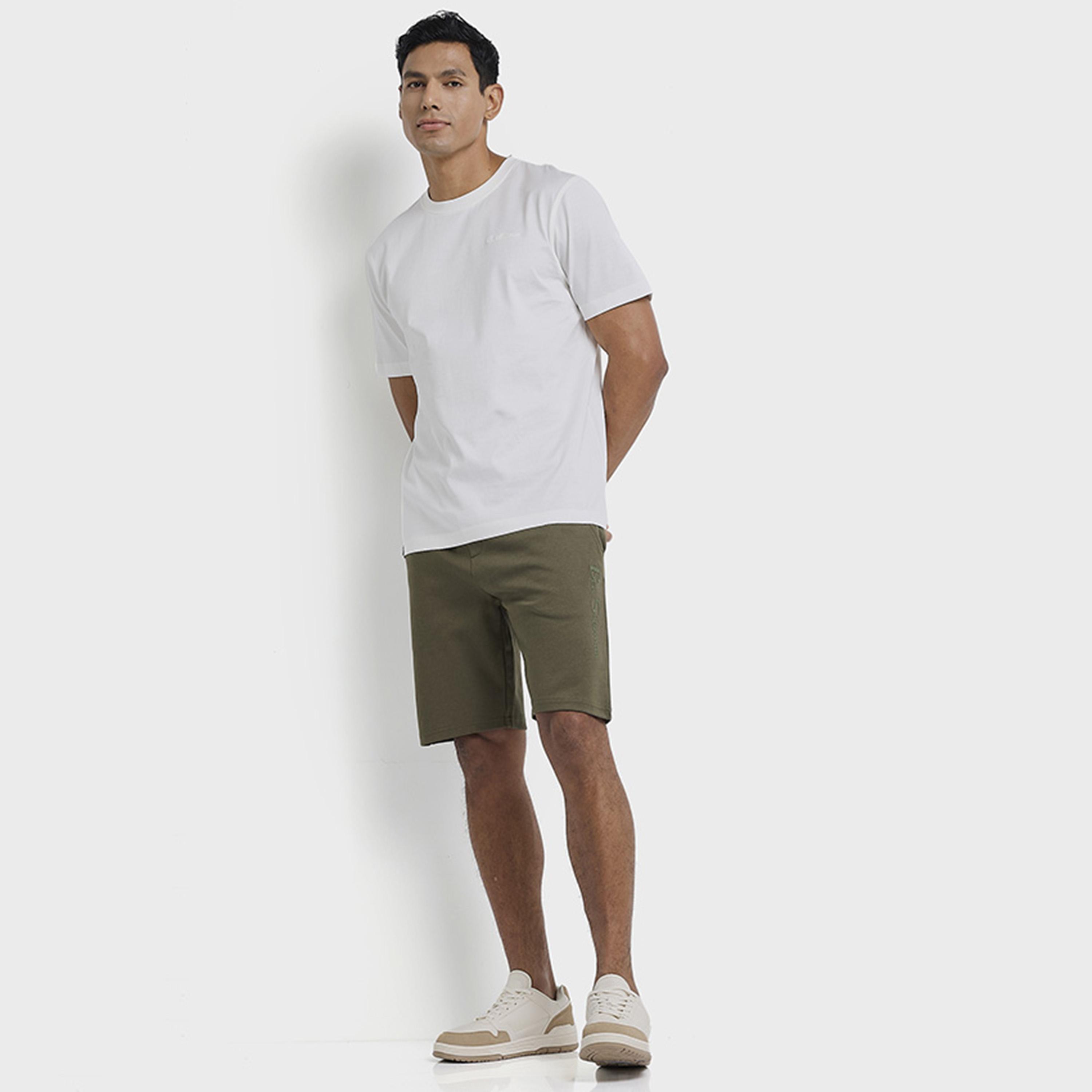 BEN SHERMAN Plain Mid-Rise Elasticated Drawstring Men's Shorts-men-clothing-bottoms-shorts-image-2