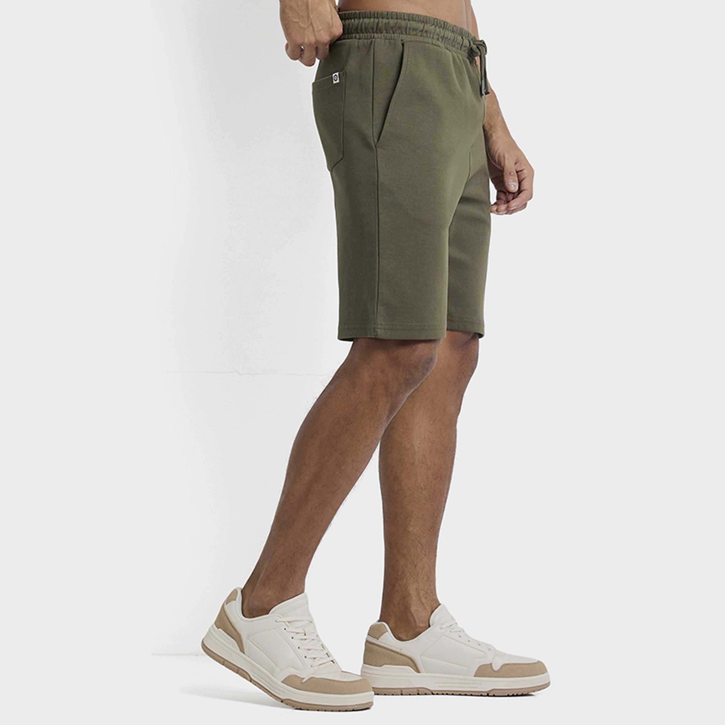 BEN SHERMAN Plain Mid-Rise Elasticated Drawstring Men's Shorts-men-clothing-bottoms-shorts-image-3