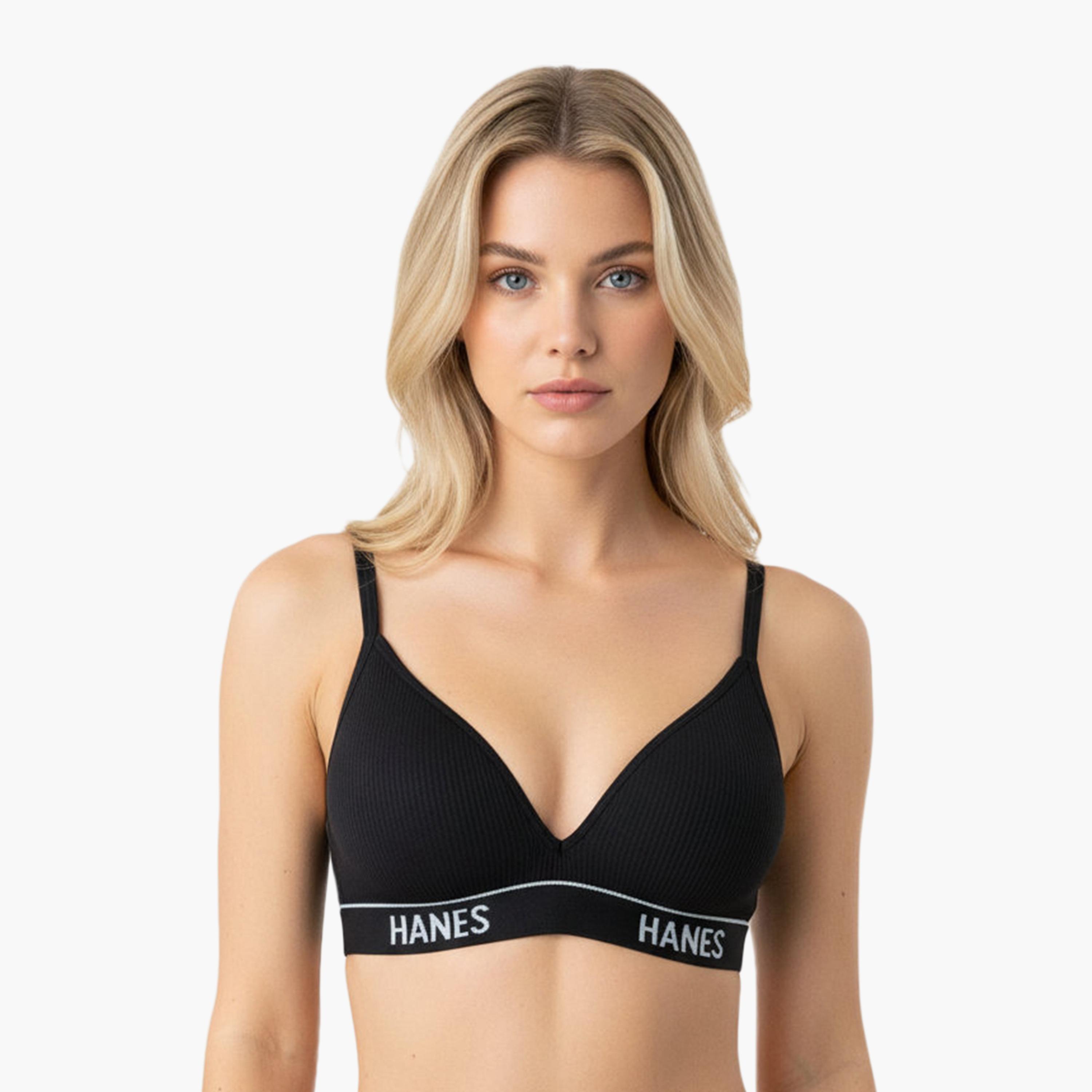 حمالة صدر براليت نسائية مبطنة بدعم متوسط وبدون أسلاك من هانيس-women-clothing-lingerie-bras-image-1