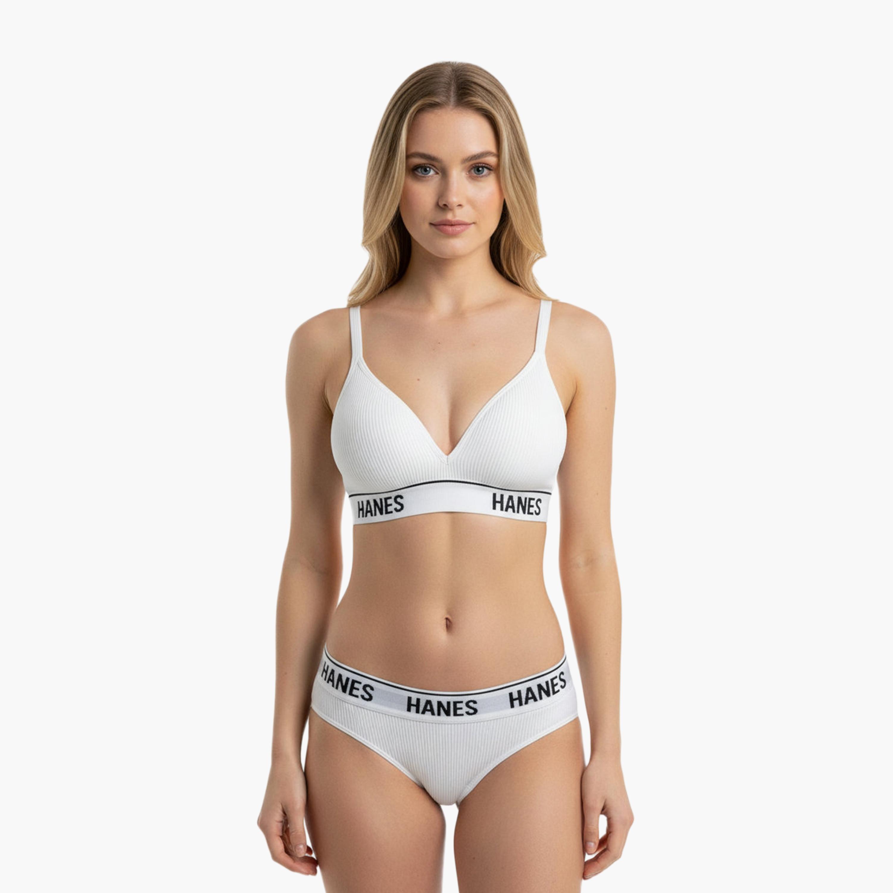 حمالة صدر براليت نسائية مبطنة بدعم متوسط وبدون أسلاك من هانيس-women-clothing-lingerie-bras-image-2