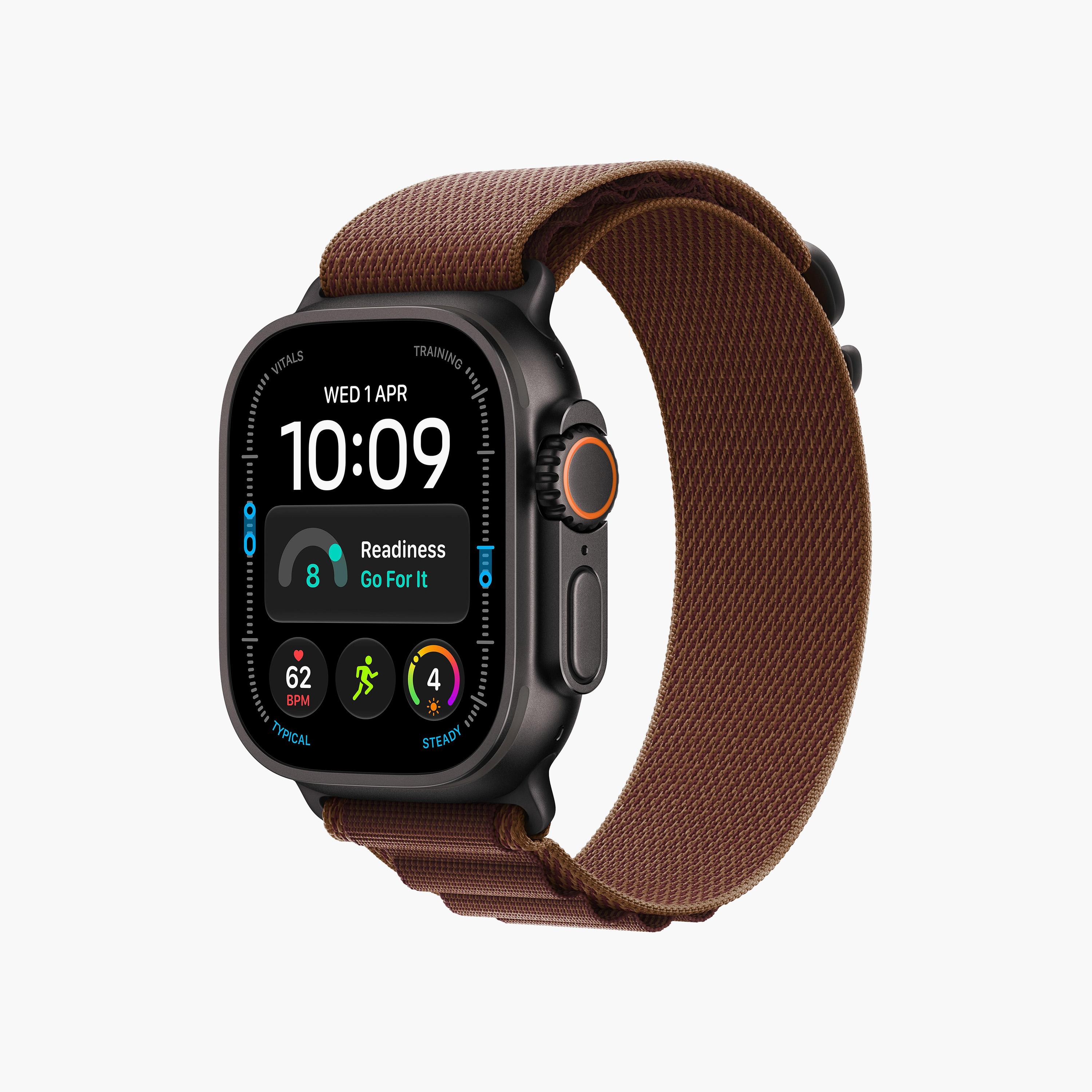 Apple Watch Ultra 4 GPS + Cellular 49mm Black Titanium Case with Burgundy Alpine Loop-men-watchesandjewellery-watches-image-2