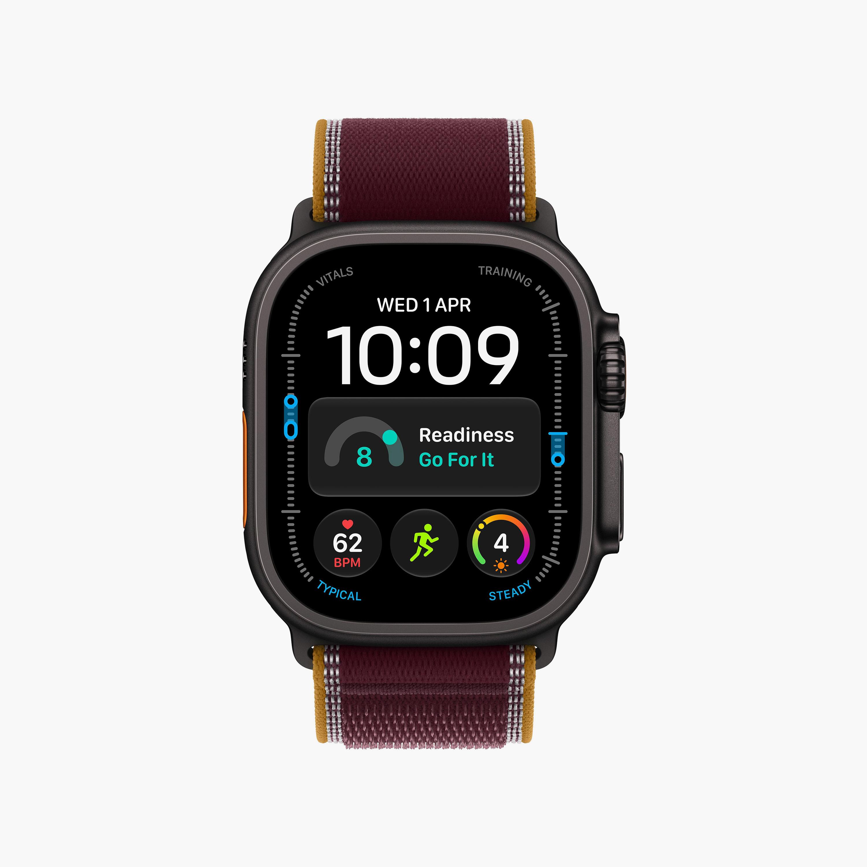 Apple Watch Ultra 4 GPS + Cellular 49mm Black Titanium Case with Burgundy Trail Loop-men-watchesandjewellery-watches-image-1