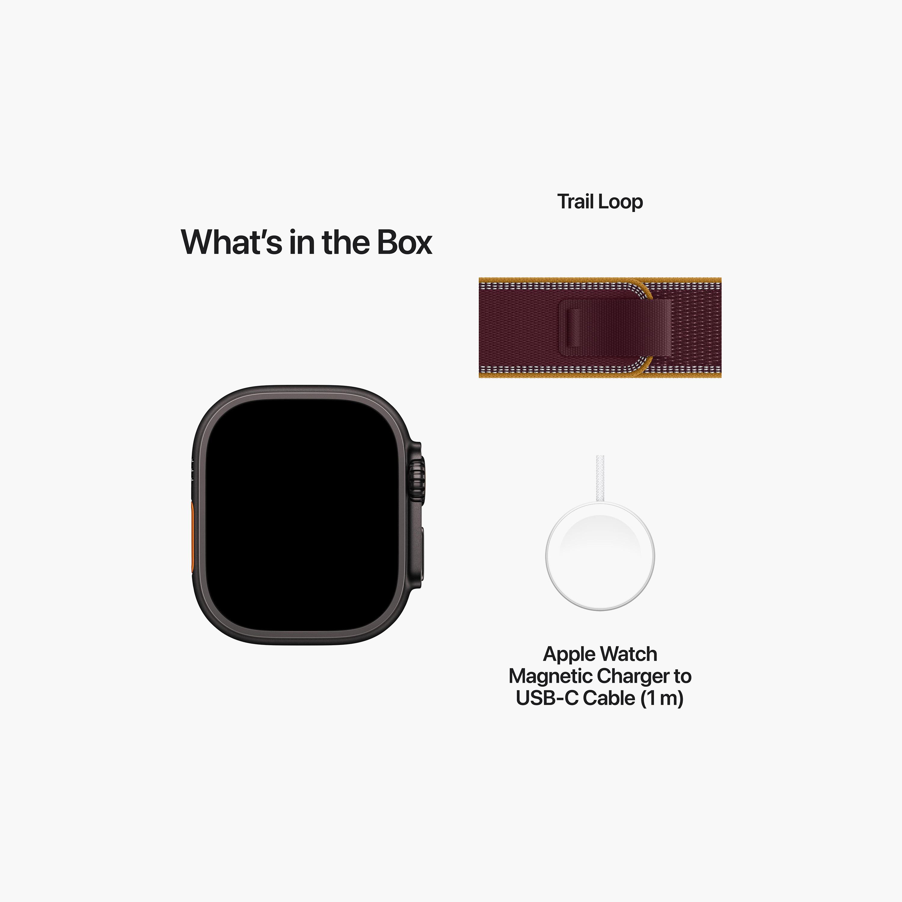 Apple Watch Ultra 4 GPS + Cellular 49mm Black Titanium Case with Burgundy Trail Loop-men-watchesandjewellery-watches-image-8