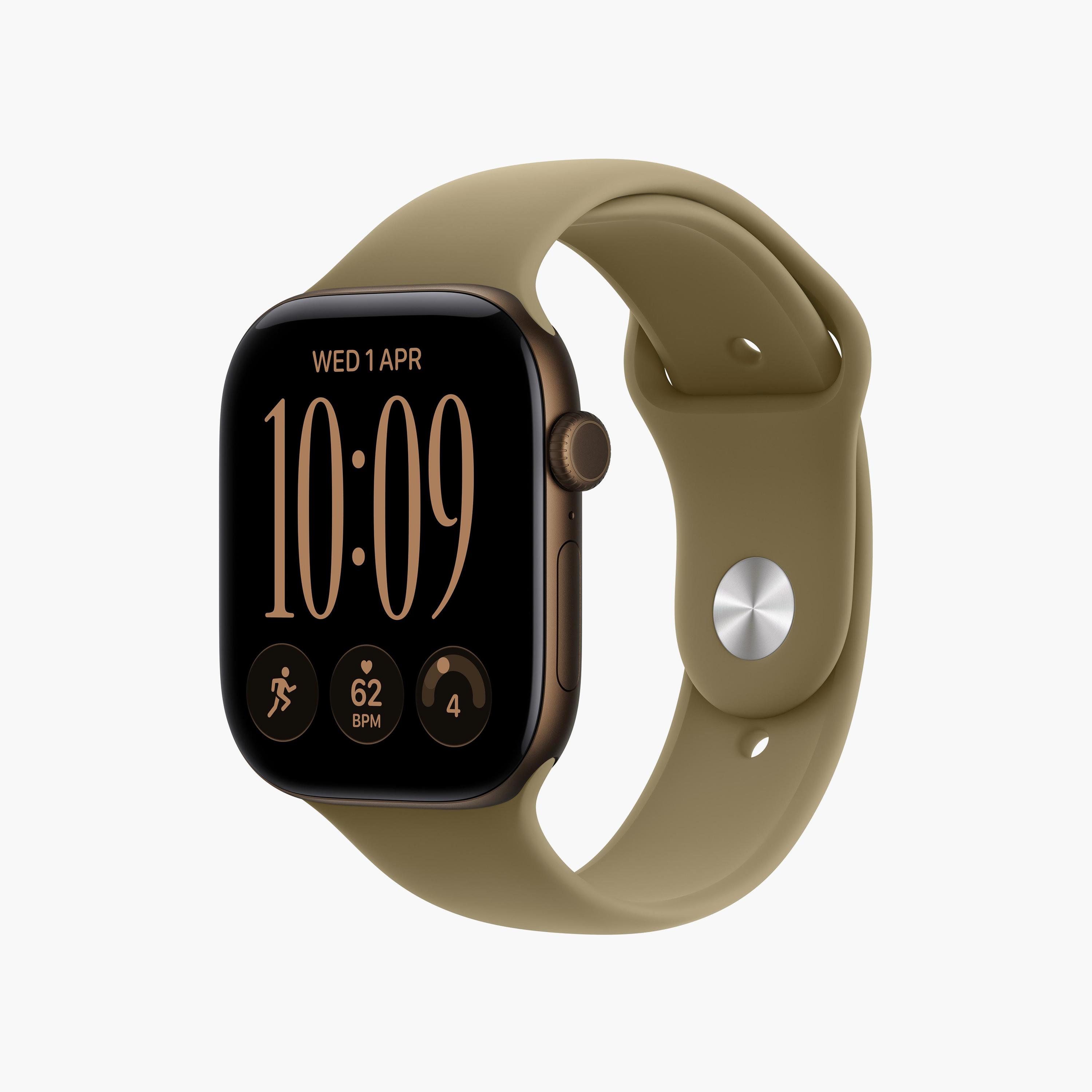 Apple Watch Series 12 GPS 46mm Dark Bronze Aluminium Case with Olive Sport Band-men-watchesandjewellery-watches-image-2