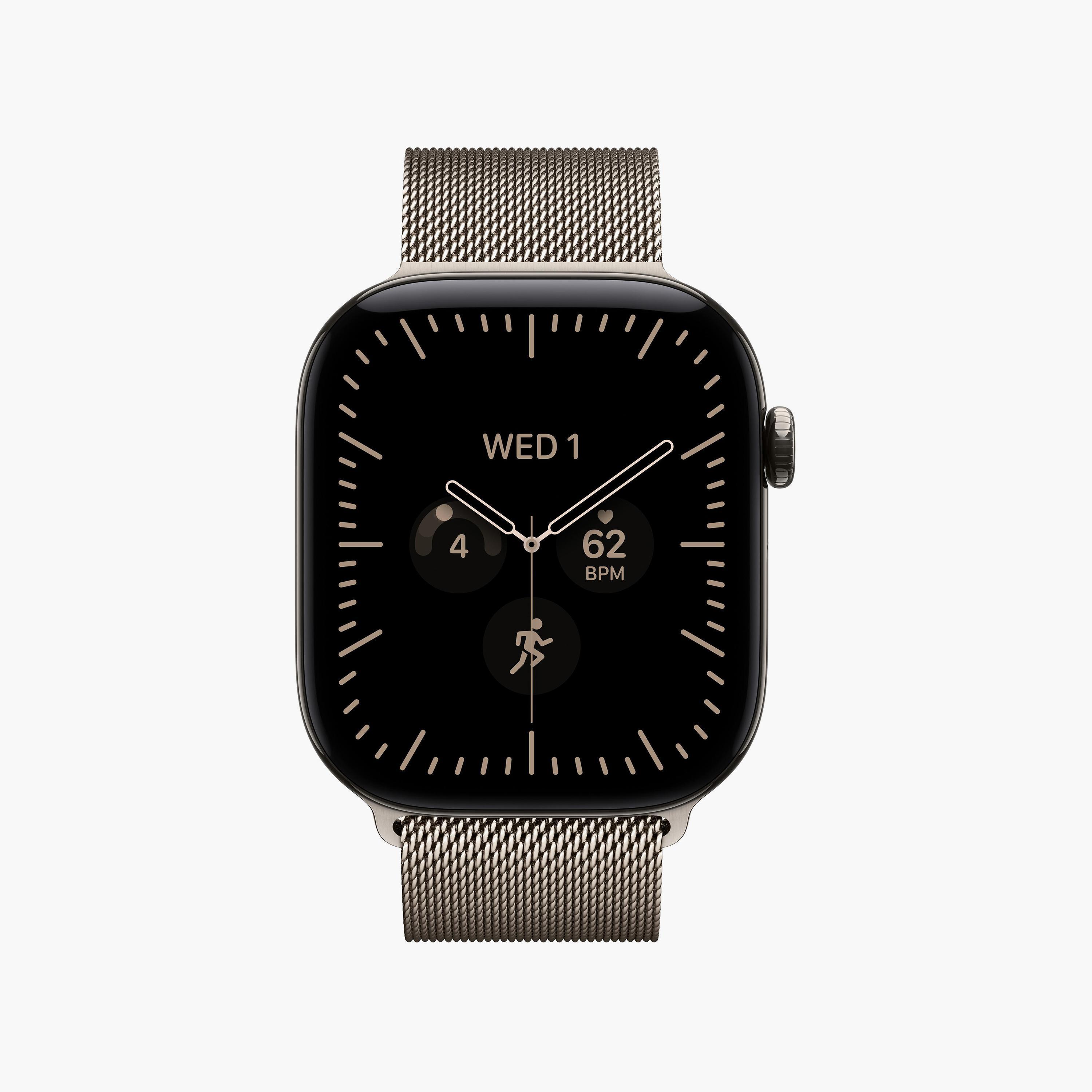 ساعة أبل السلسلة 12 مقاس 46mm GPS + شريحة تيتانيوم طبيعي سوار ميلانيز طبيعي-electronics-smartwatches-image-1