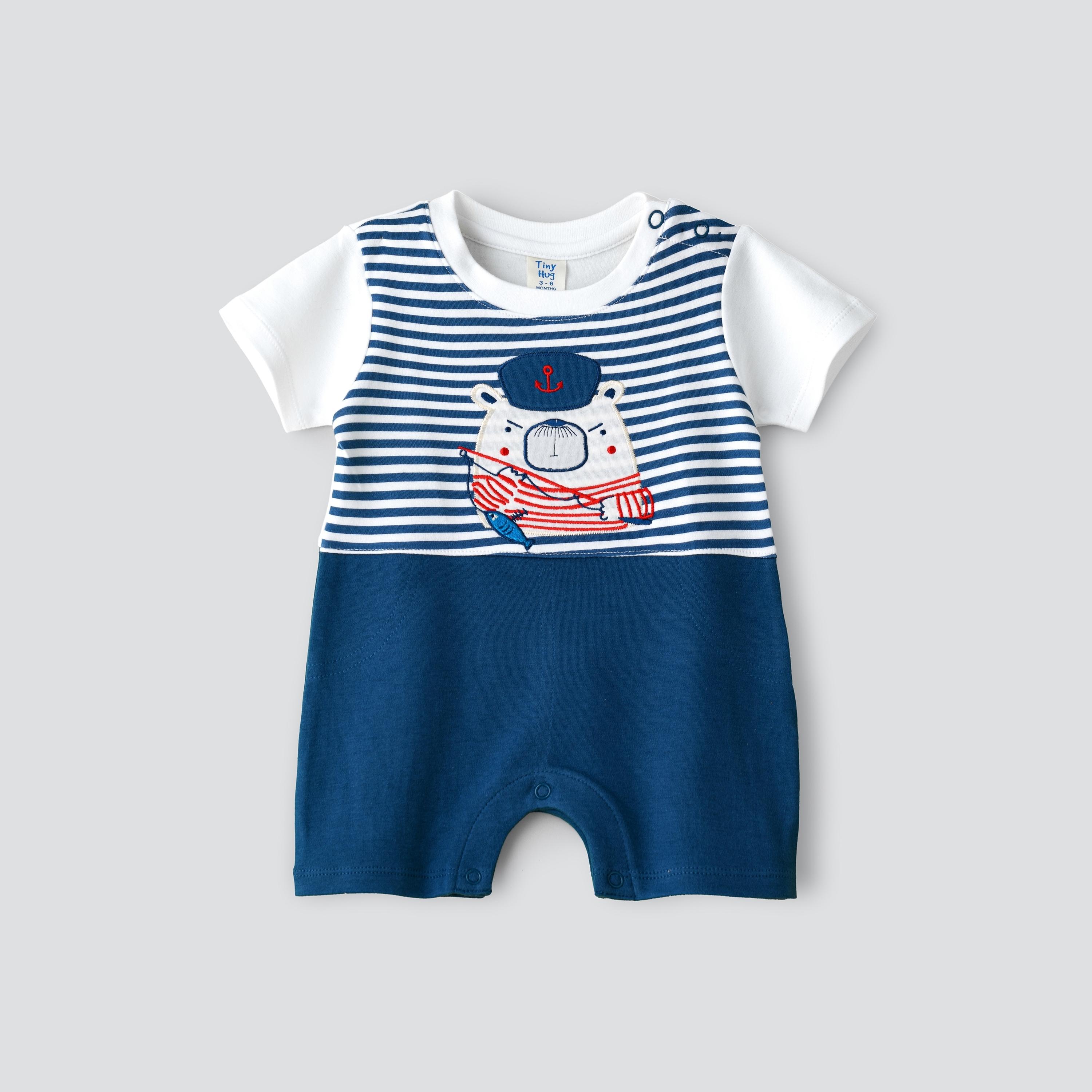 UniqKidz Striped Short Sleeves Romper-baby-boys-clothing-rompers-image-1