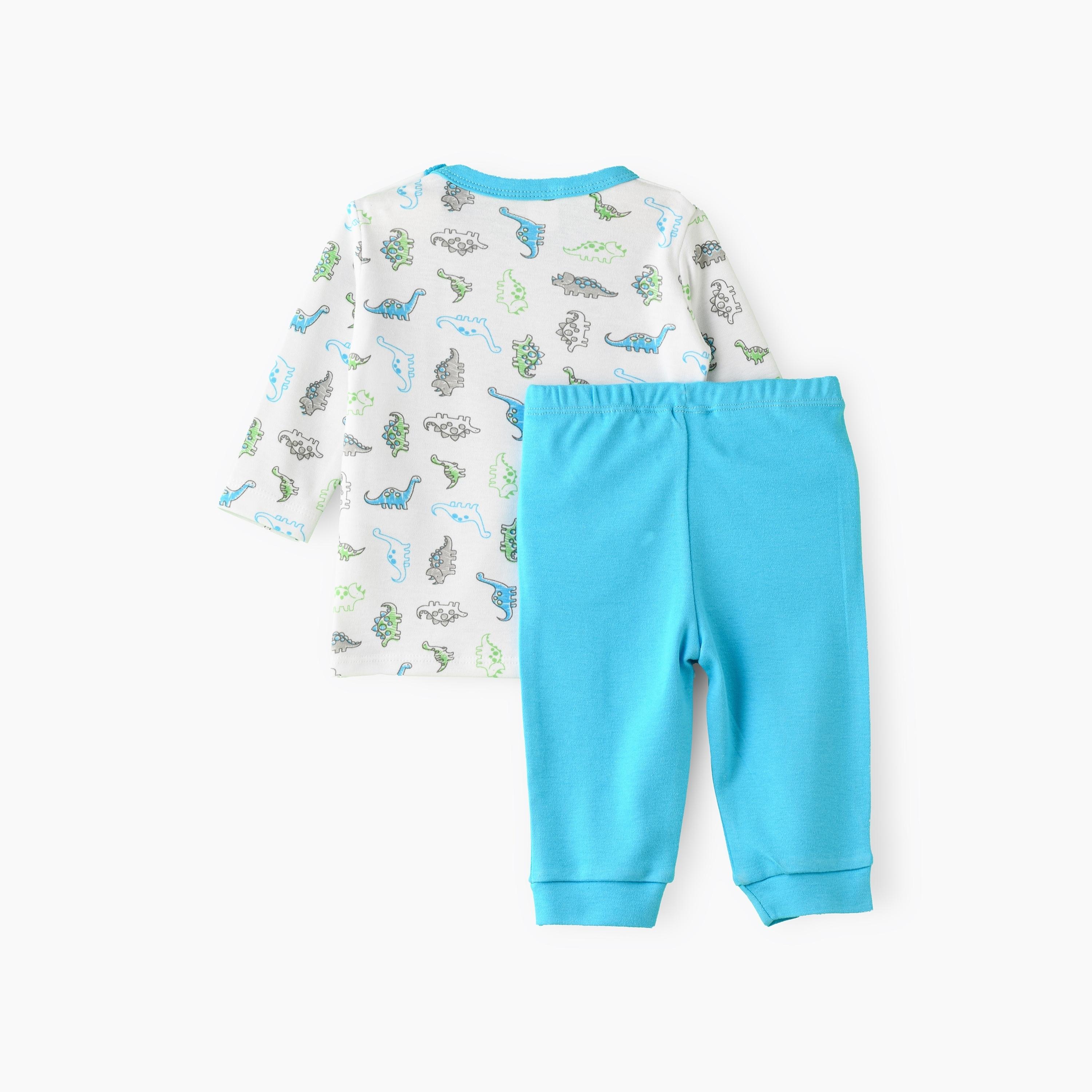 UniqKidz Dinosaur Printed Long Sleeves T-Shirt with Joggers-baby-boys-clothing-setsandcoords-image-2
