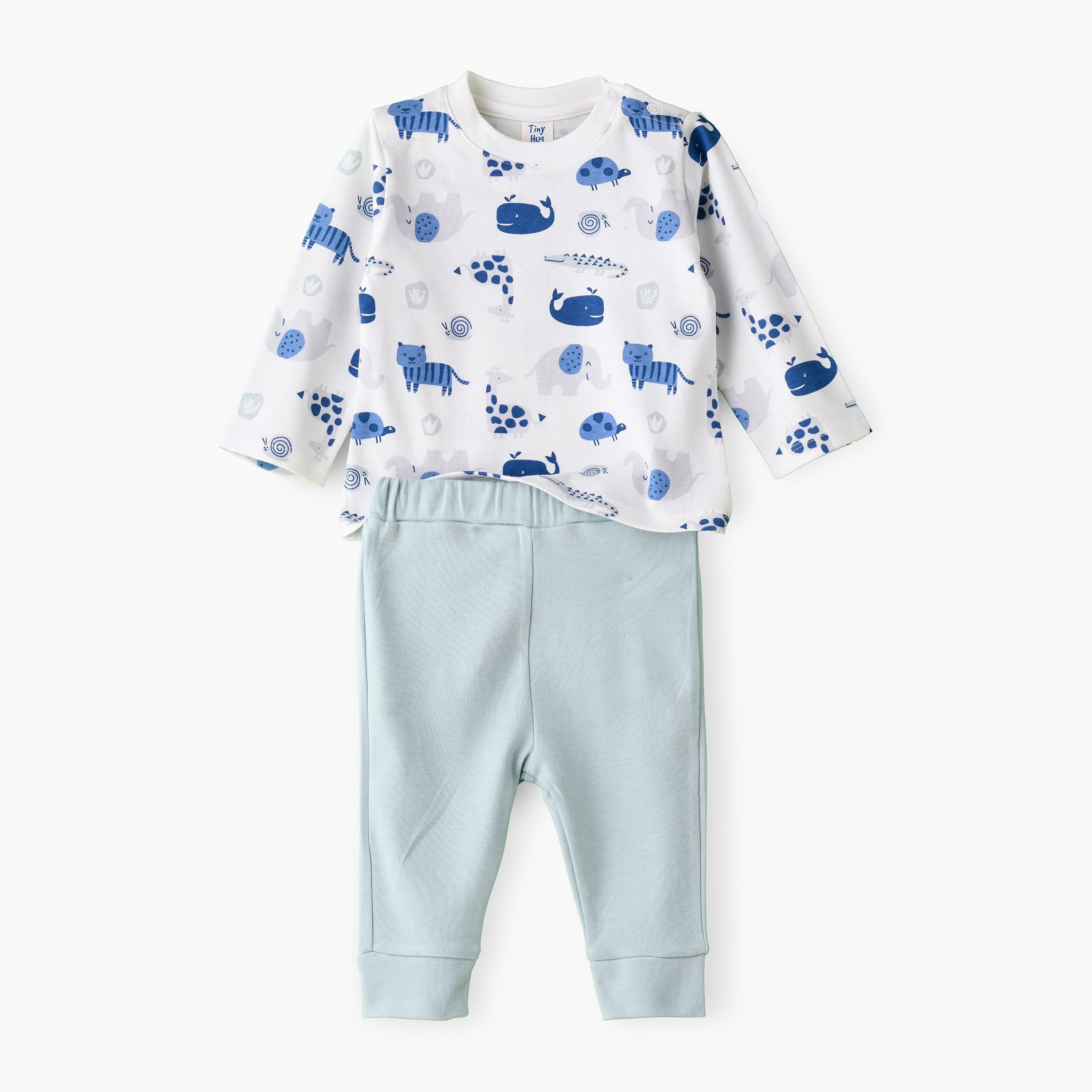 UniqKidz Animal Printed Long Sleeves T-Shirt with Joggers-baby-girls-clothing-setsandcoords-image-1