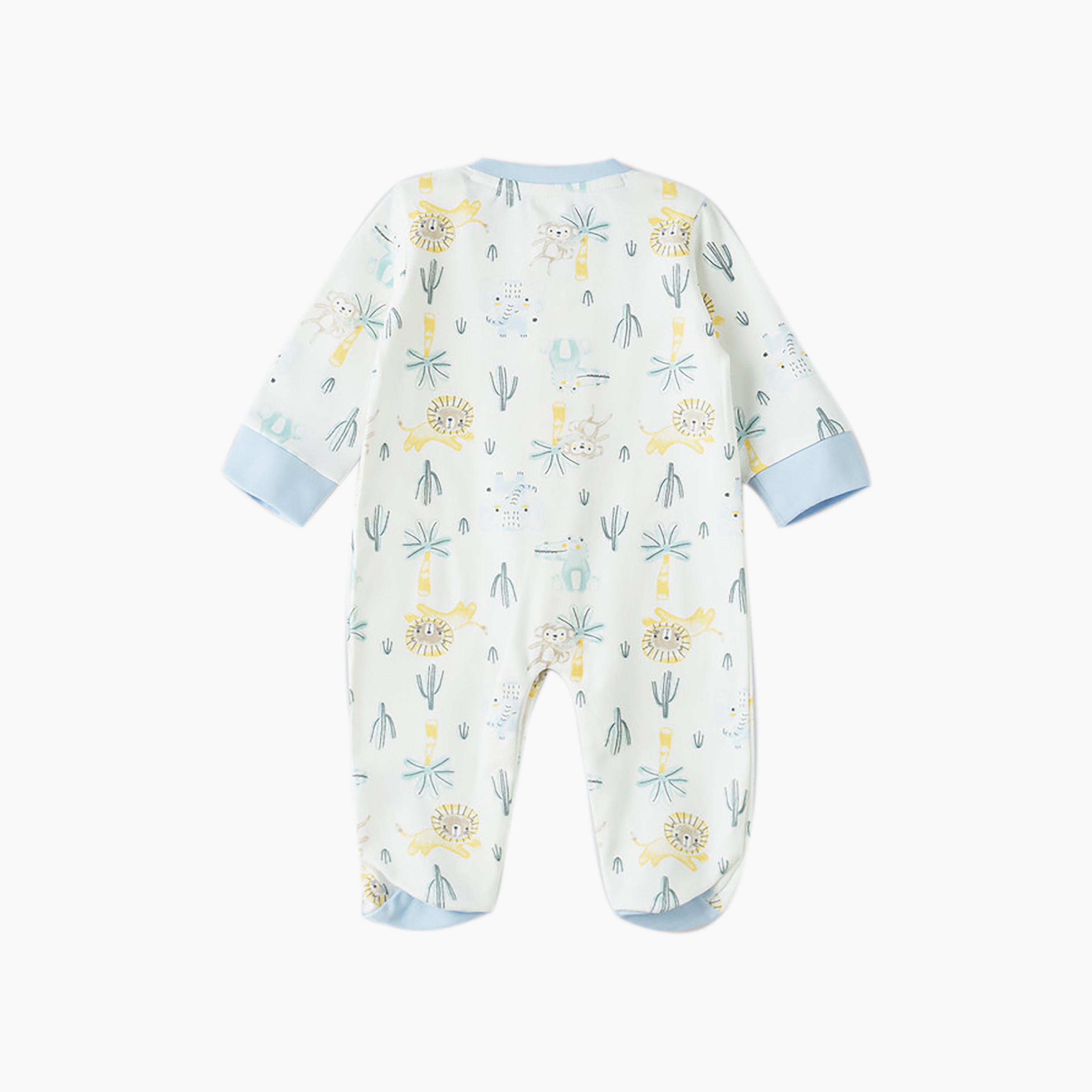UniqKidz Long Sleeves Printed Buttoned Sleepsuit-baby-boys-clothing-nightwear-sleepsuits-image-2