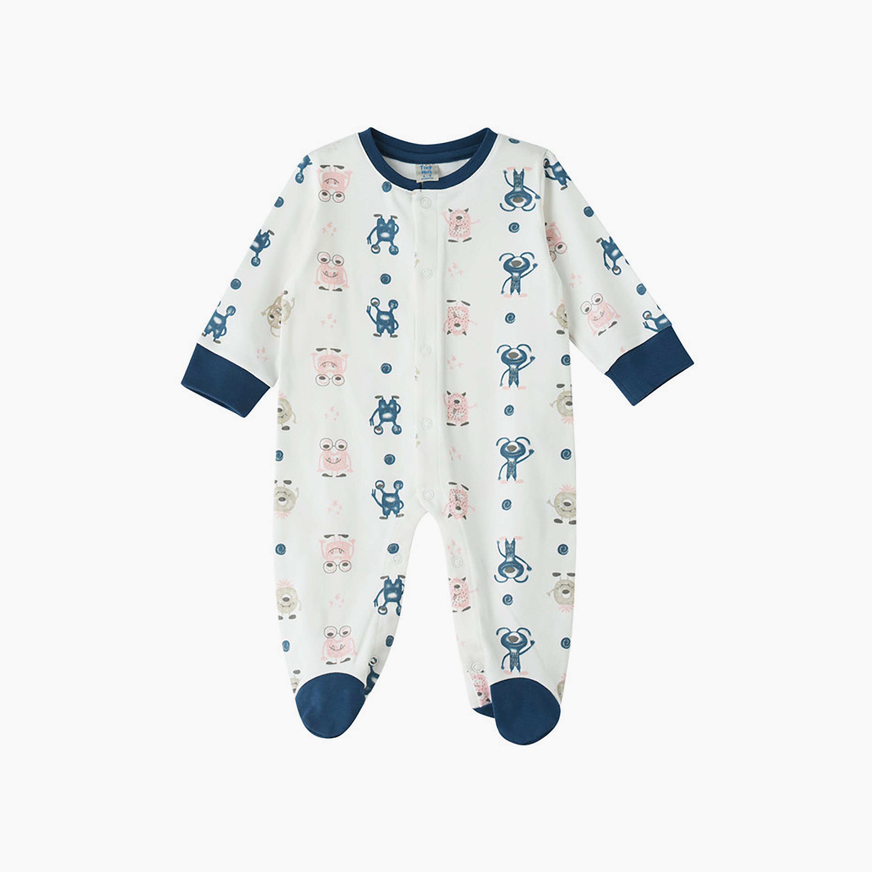 UniqKidz Long Sleeves Printed Buttoned Sleepsuit-baby-boys-clothing-nightwear-sleepsuits-image-1