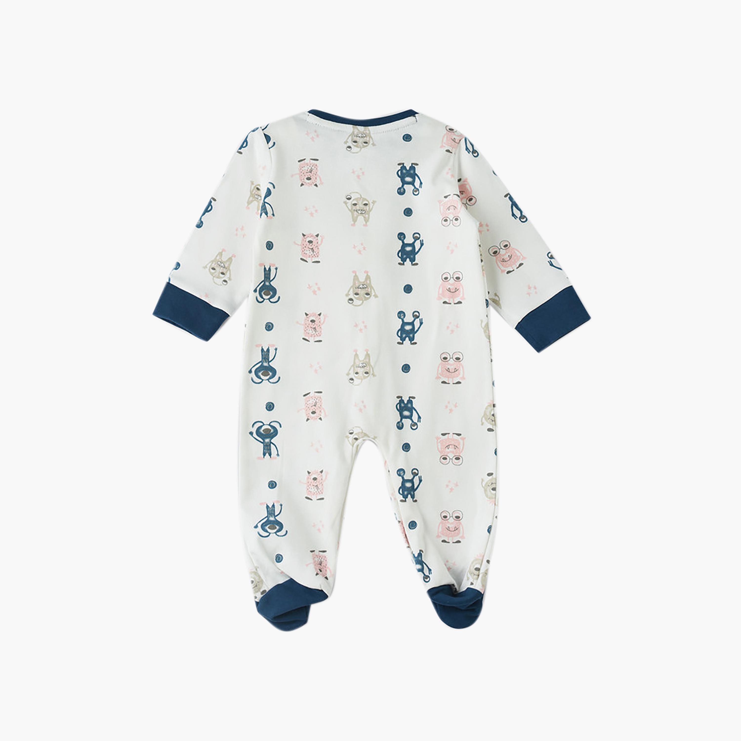 UniqKidz Long Sleeves Printed Buttoned Sleepsuit-baby-boys-clothing-nightwear-sleepsuits-image-2