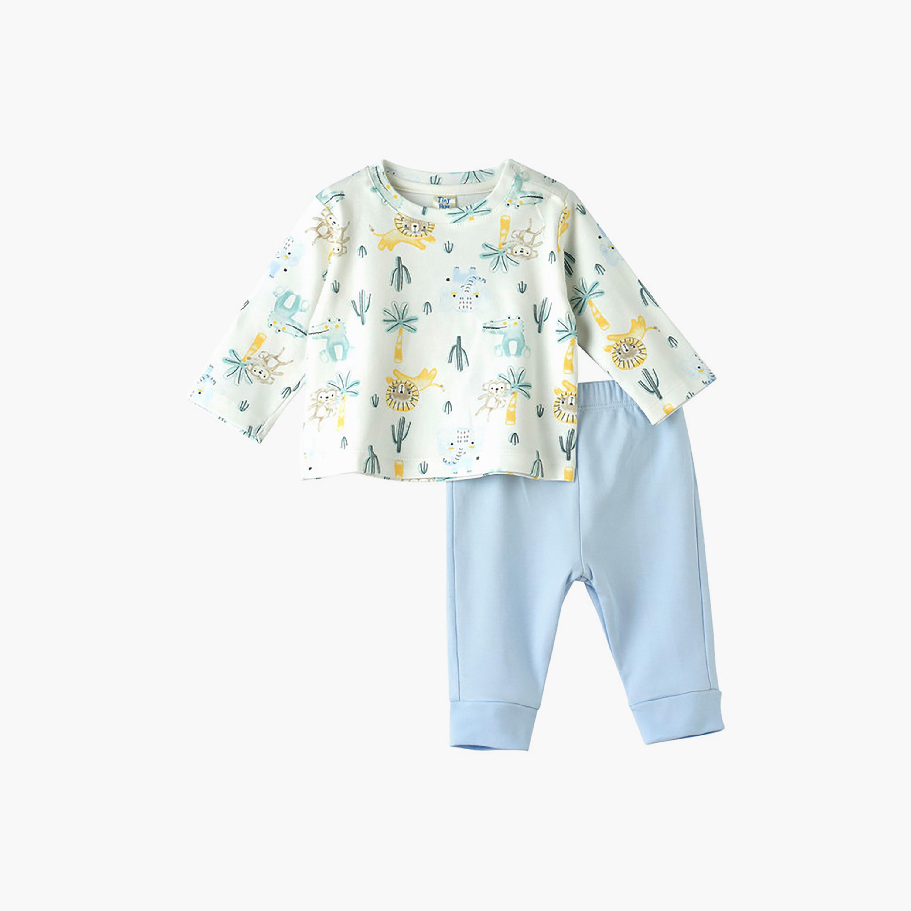 UniqKidz Long Sleeves Printed T-Shirt & Joggers Set-baby-boys-clothing-setsandcoords-image-1