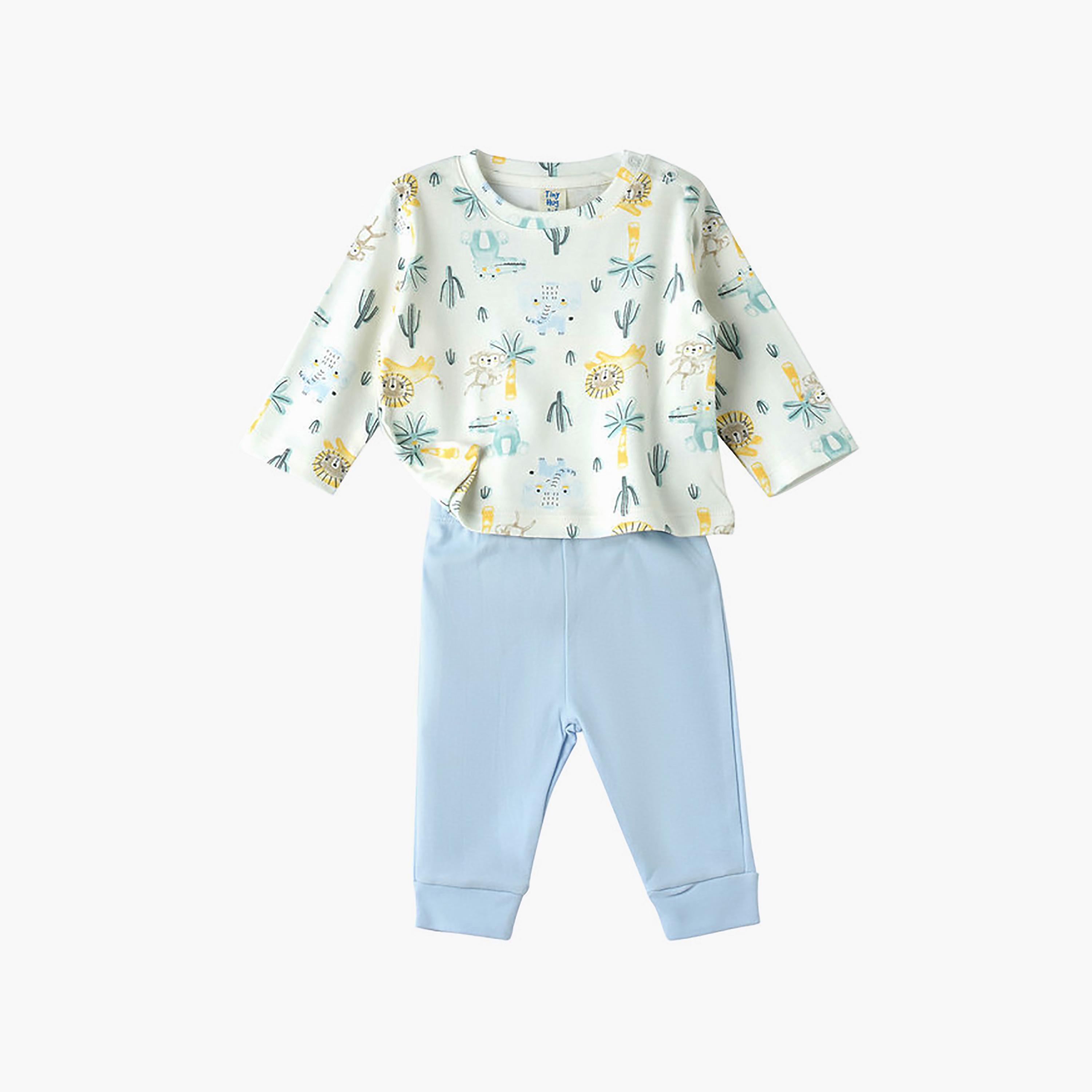 UniqKidz Long Sleeves Printed T-Shirt & Joggers Set-baby-boys-clothing-setsandcoords-image-2