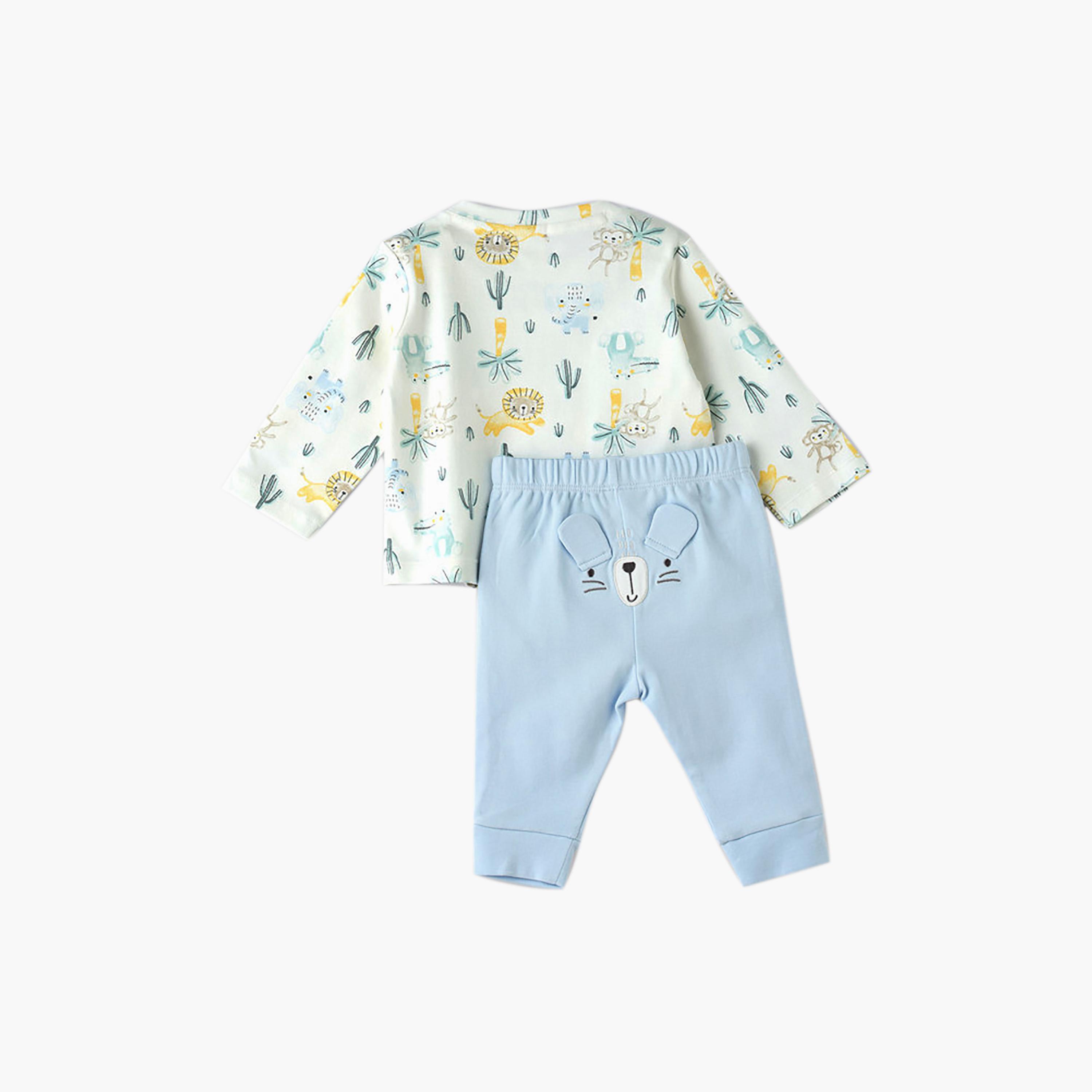 UniqKidz Long Sleeves Printed T-Shirt & Joggers Set-baby-boys-clothing-setsandcoords-image-3