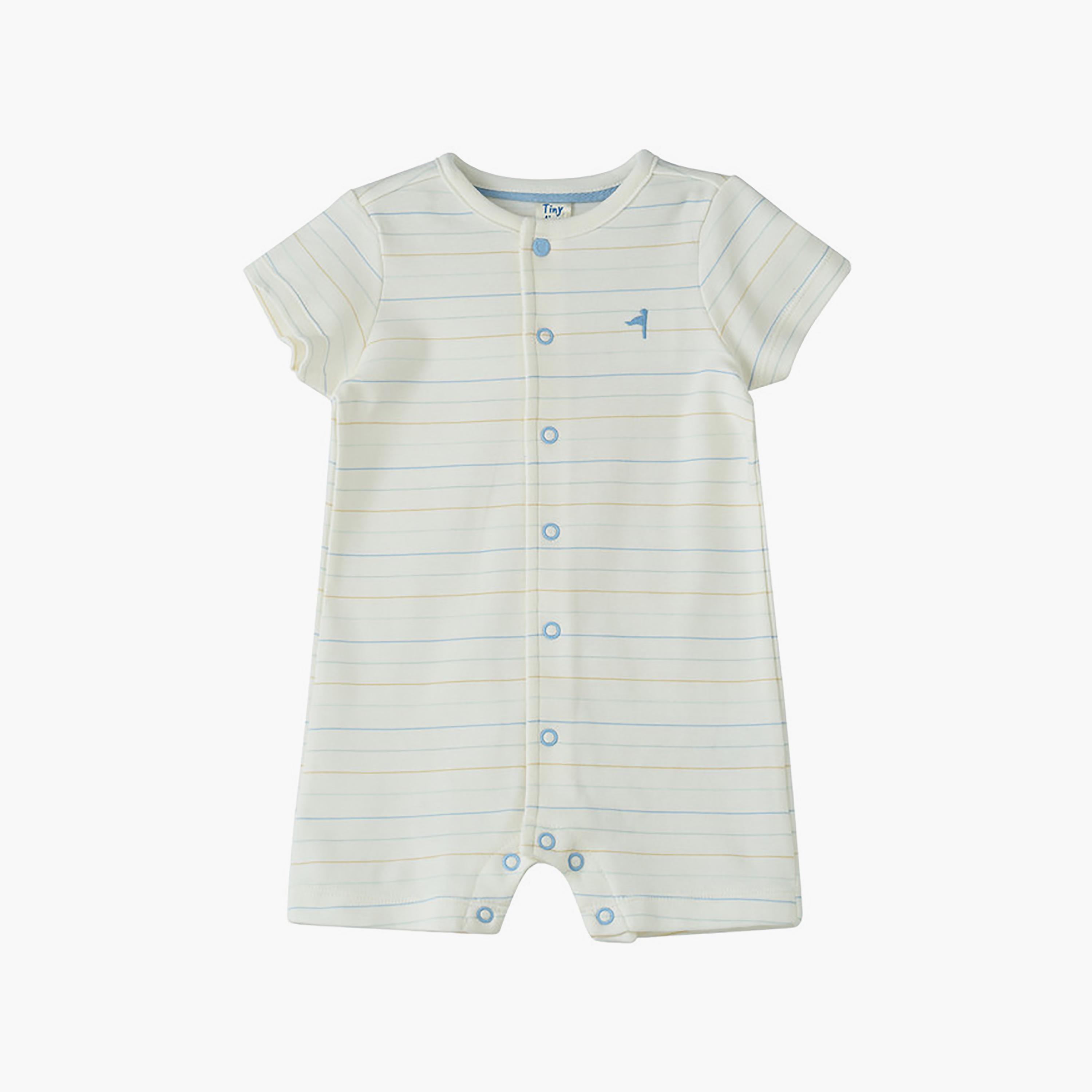 UniqKidz Short Sleeves Striped Cotton Jumpsuit-baby-girls-clothing-dressesandjumpsuits-image-1