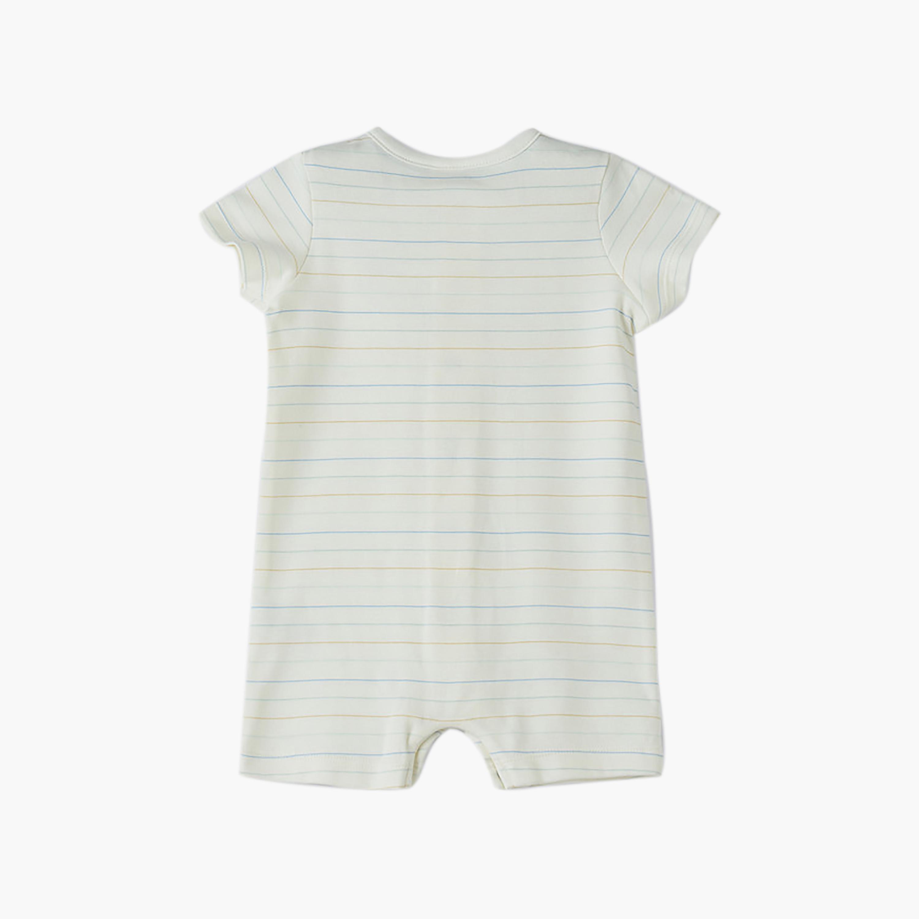 UniqKidz Short Sleeves Striped Cotton Jumpsuit-baby-girls-clothing-dressesandjumpsuits-image-2