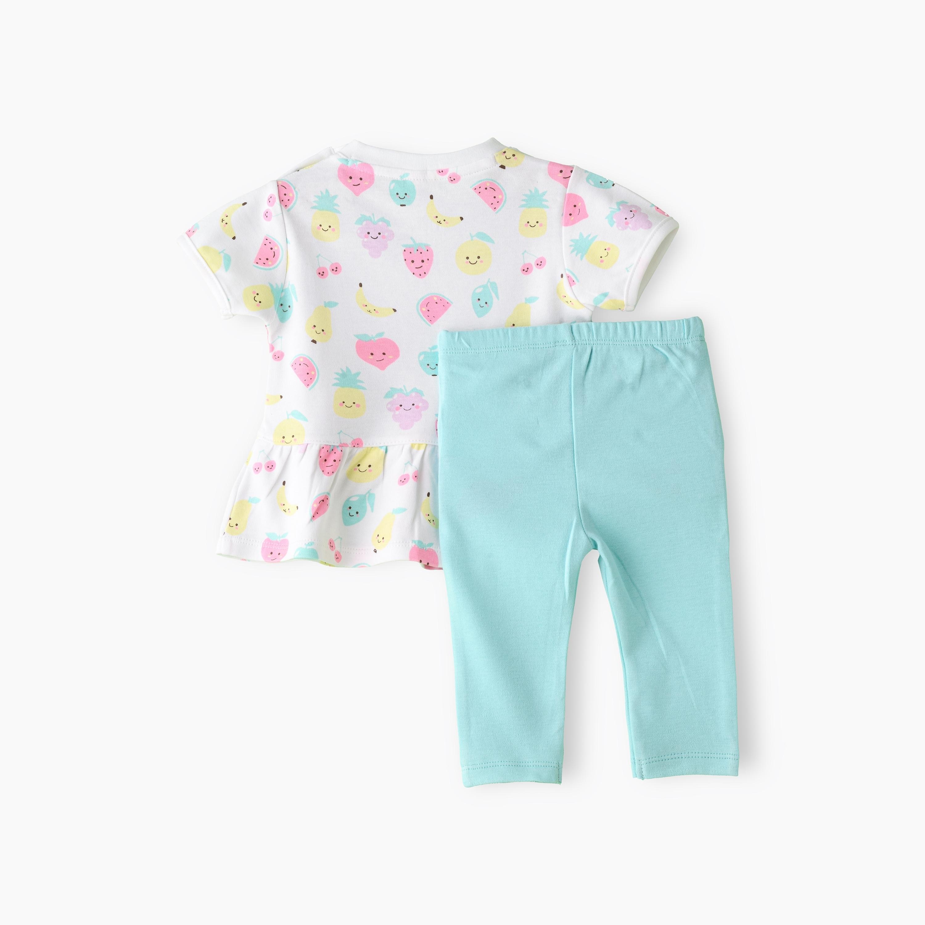 UniqKidz Fruit Printed Short Sleeves Tunic with Leggings-baby-girls-clothing-setsandcoords-image-2