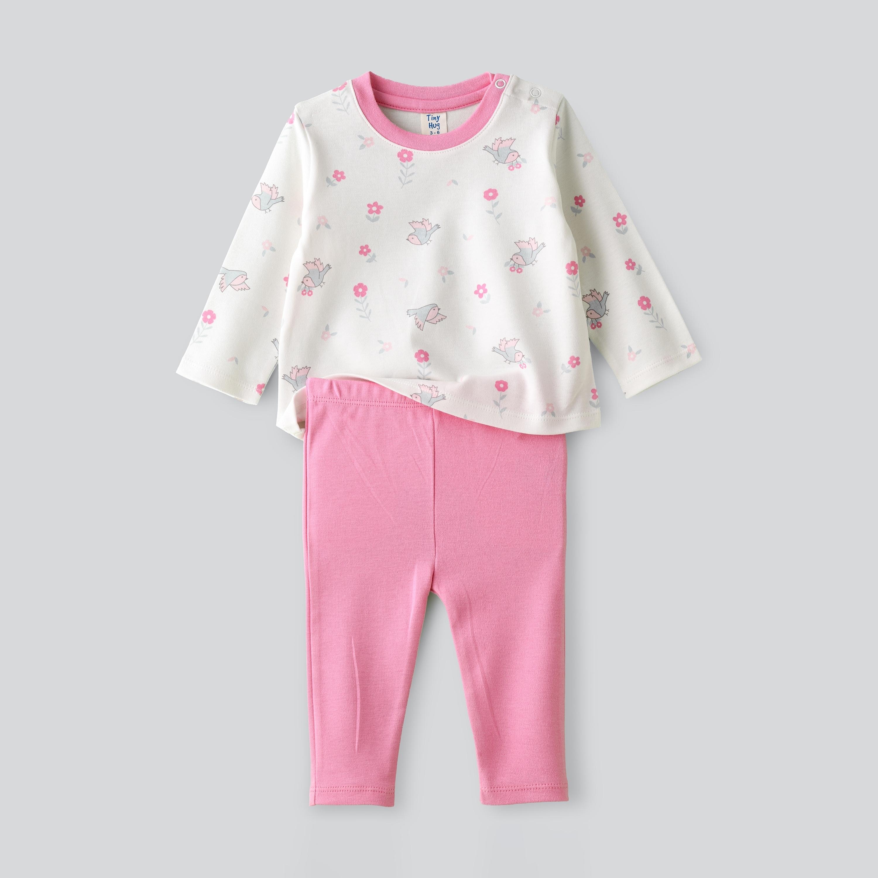 UniqKidz Bird Printed Long Sleeves T-Shirt with Leggings-baby-girls-clothing-setsandcoords-image-1