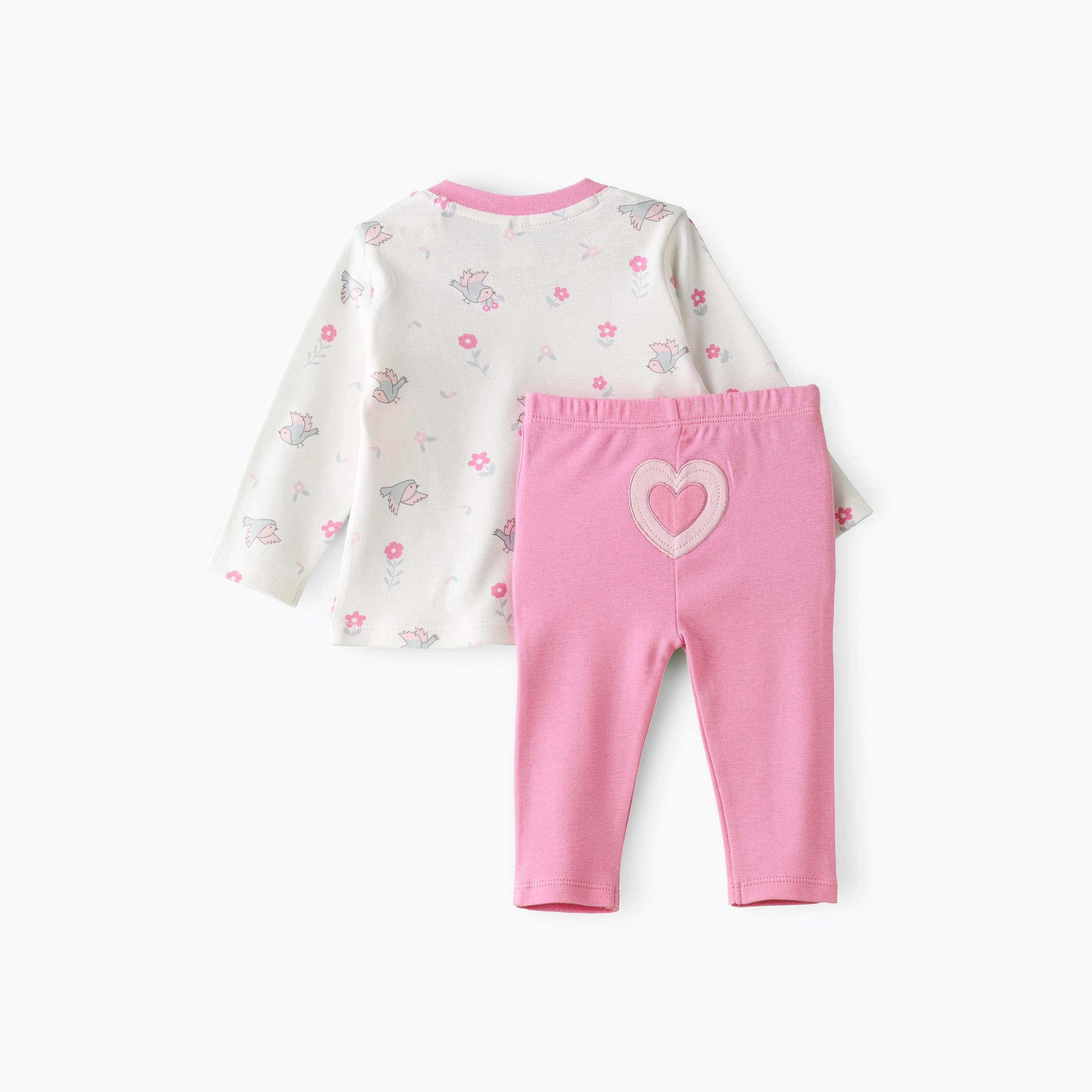 UniqKidz Bird Printed Long Sleeves T-Shirt with Leggings-baby-girls-clothing-setsandcoords-image-2