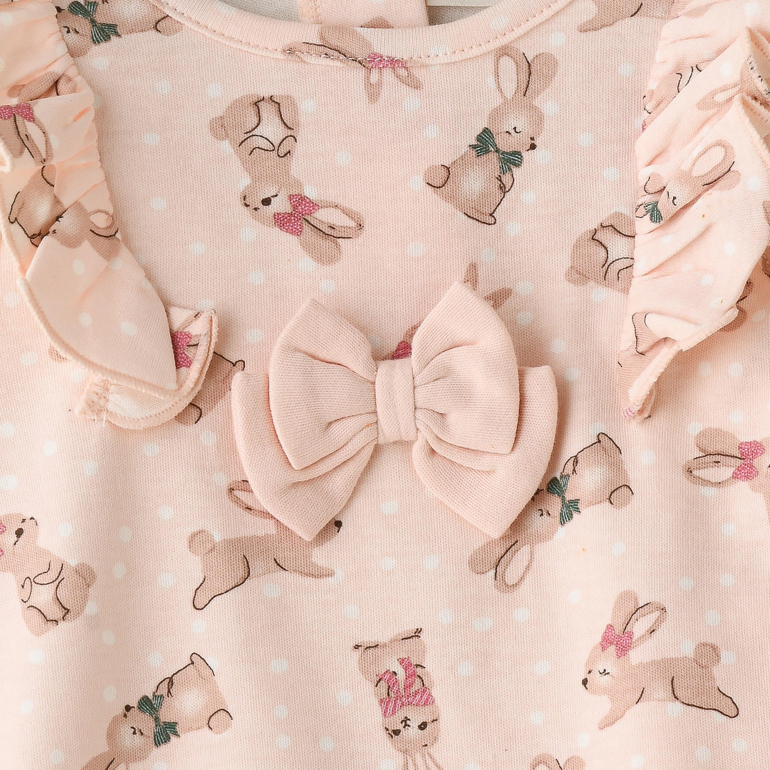 UniqKidz Bunny Printed Cap Sleeves Tunic with Leggings-baby-girls-clothing-setsandcoords-image-3