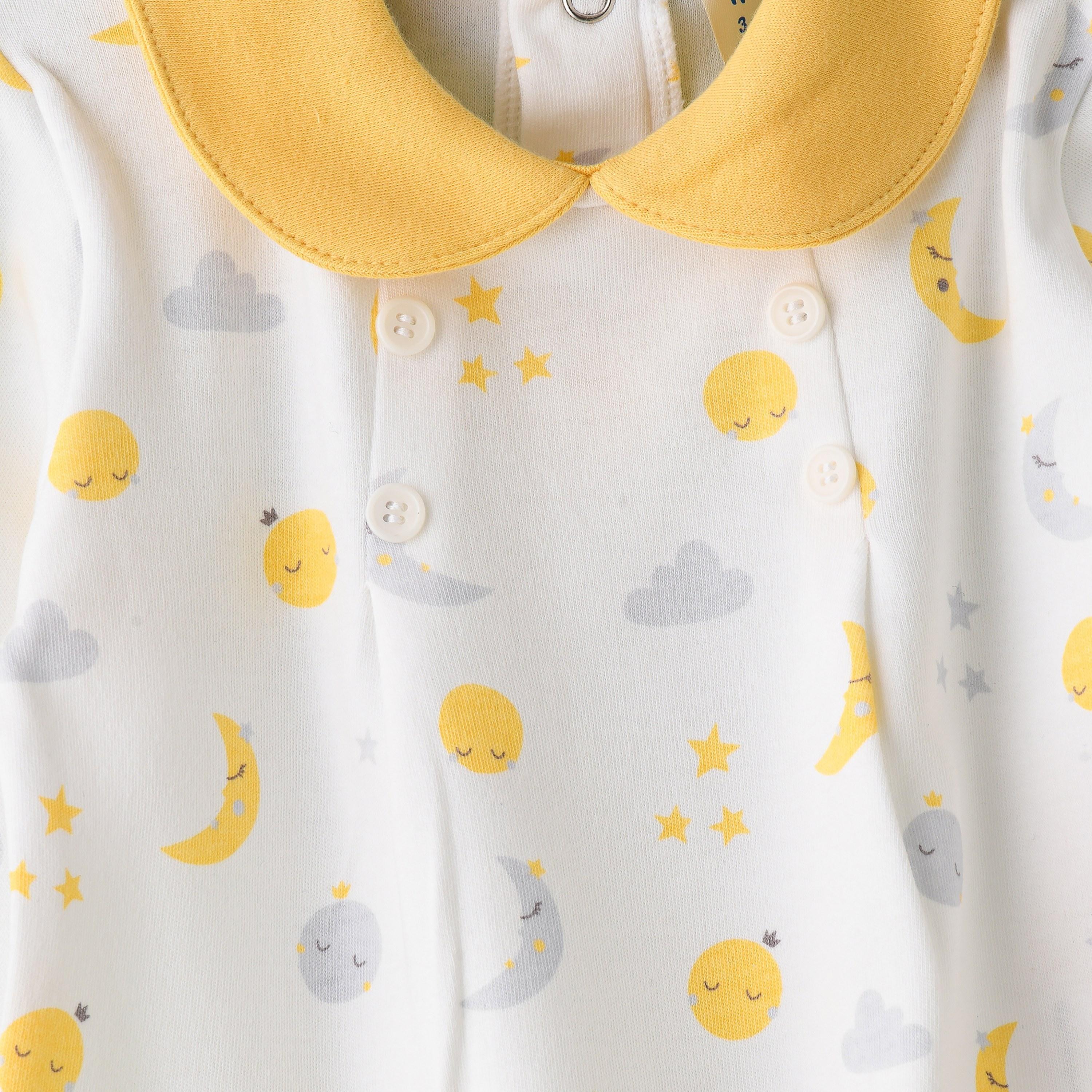 بلوزة بأكمام طويلة بطبعة قمر ونجوم مع بنطال ضيق من يونيكيدز-baby-girls-clothing-setsandcoords-image-3