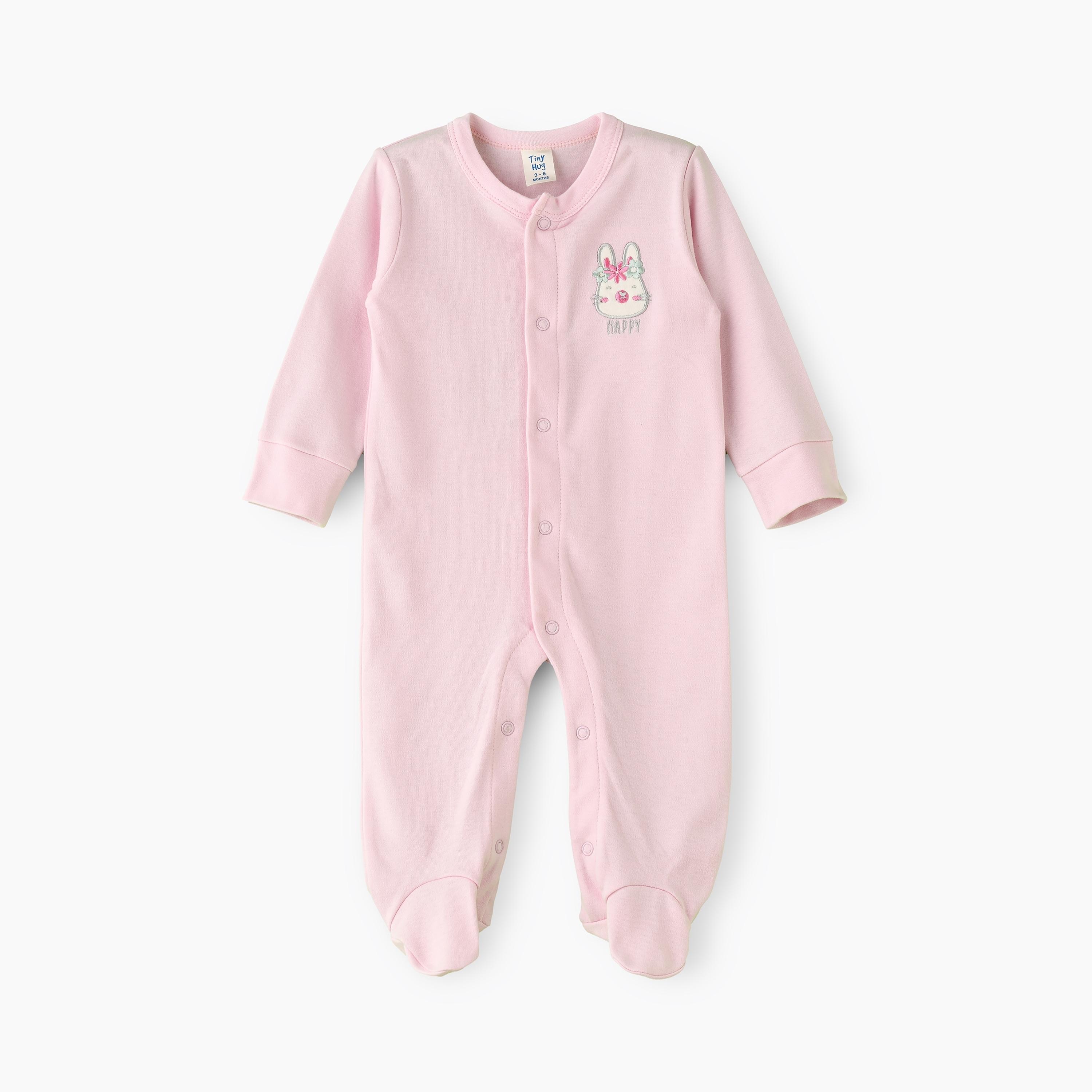 بدلة نوم بأكمام طويلة مطرزة من يونيكيدز-baby-girls-clothing-nightwear-sleepsuits-image-1