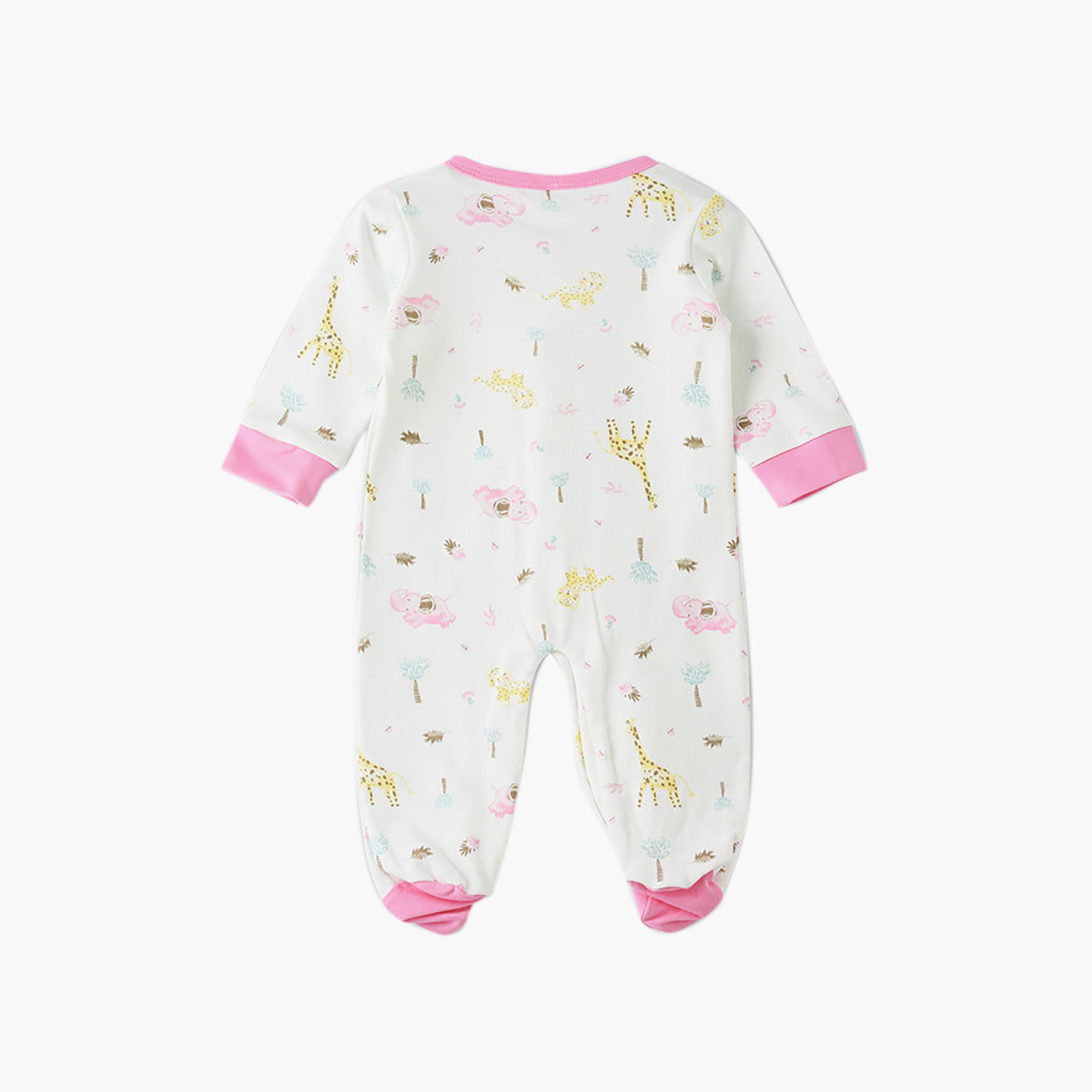 UniqKidz Long Sleeves Printed Buttoned Sleepsuit-baby-girls-clothing-nightwear-sleepsuits-image-2