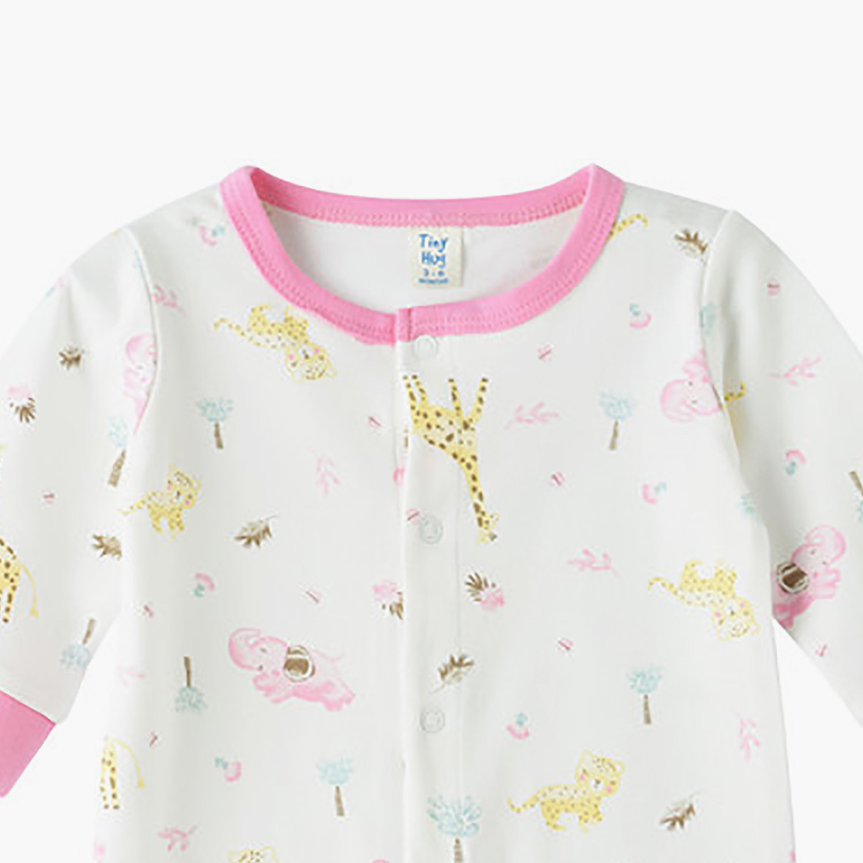 UniqKidz Long Sleeves Printed Buttoned Sleepsuit-baby-girls-clothing-nightwear-sleepsuits-image-3