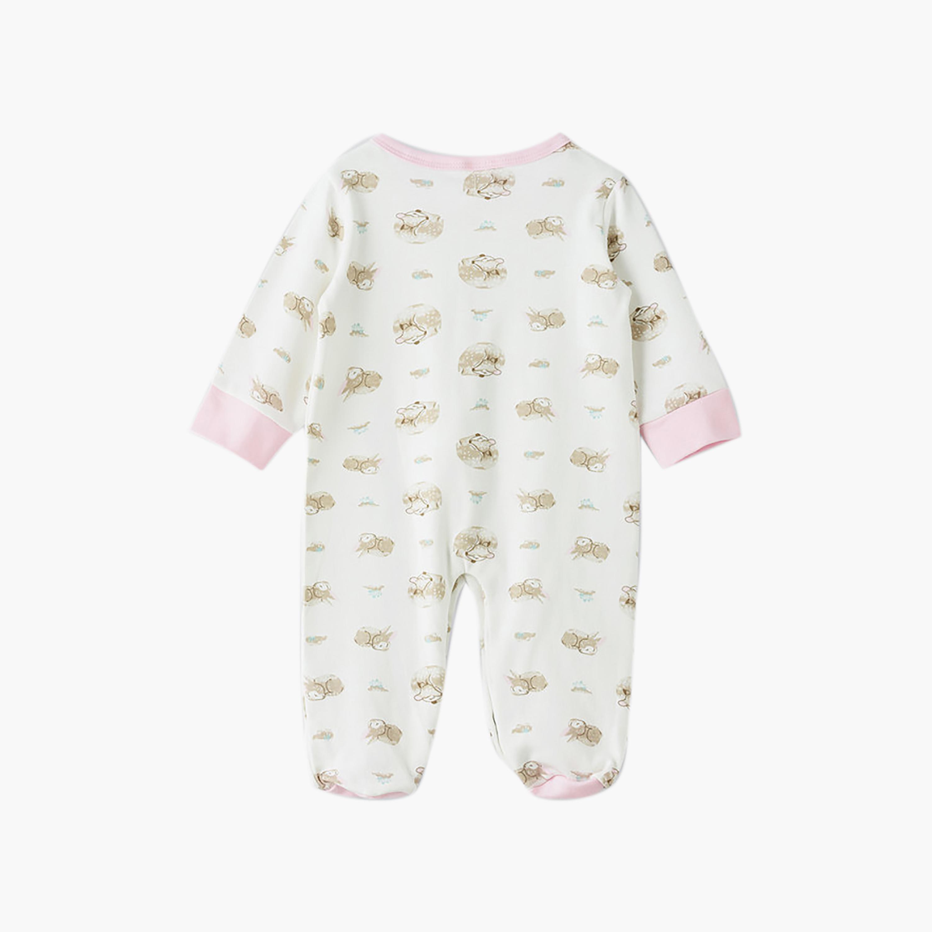 UniqKidz Long Sleeves Printed Buttoned Sleepsuit-baby-girls-clothing-nightwear-sleepsuits-image-2