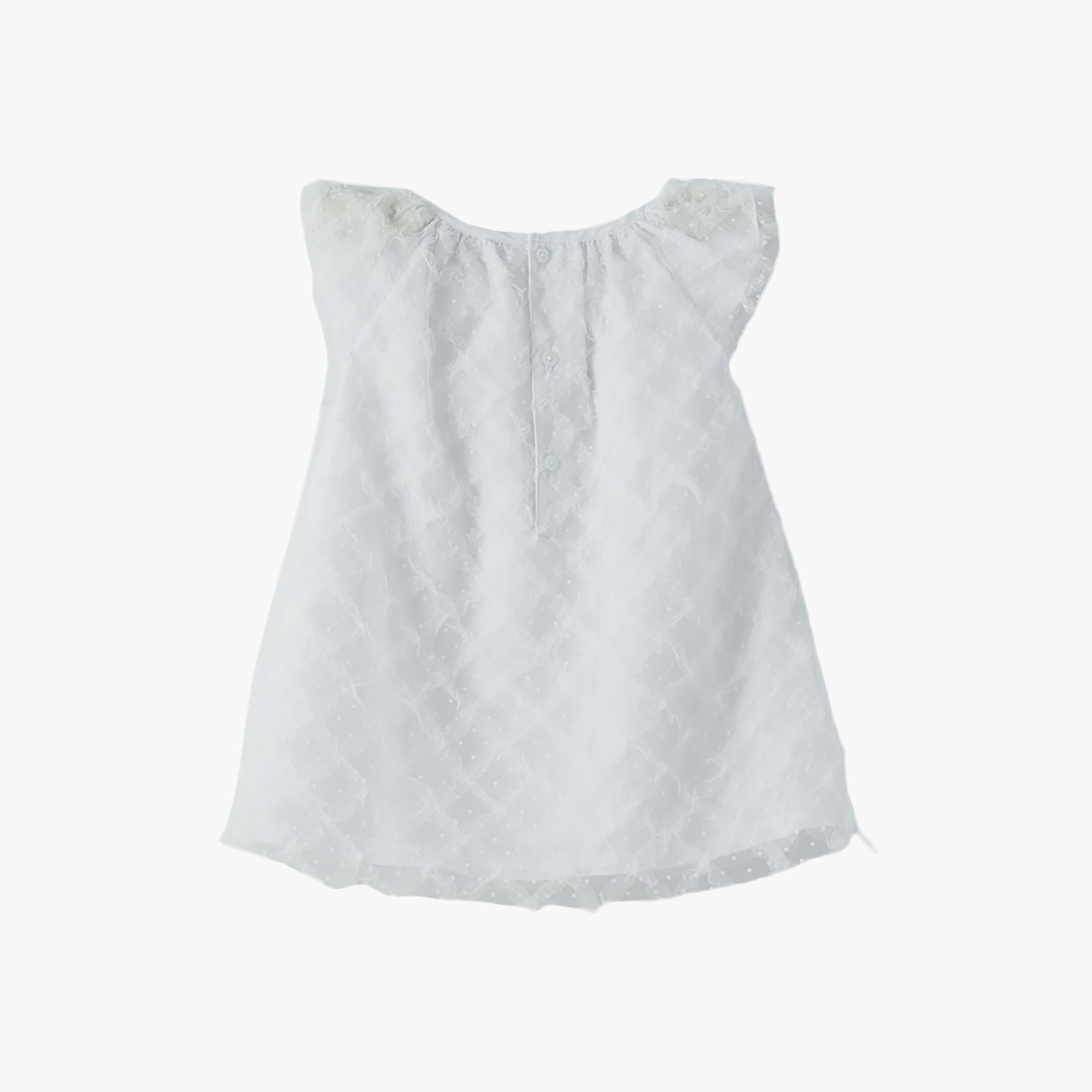 فستان قطن سادة بأكمام قصيرة جداً (كاب) من يونيكيدز-baby-girls-clothing-dressesandjumpsuits-image-2